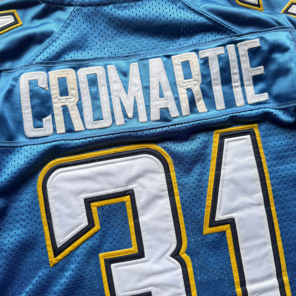 00’S REEBOK CHARGERS ANTONIO CROMARTIE POWDER BLUE JERSEY (48) XL