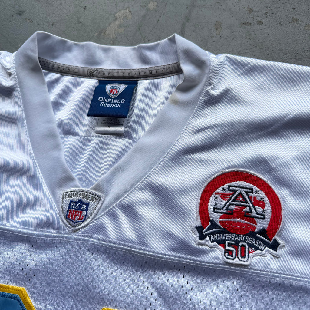 00’S REEBOK CHARGERS VINCENT JACKSON 50TH ANNIVERSARY SEASON PATCH JERSEY (46) L