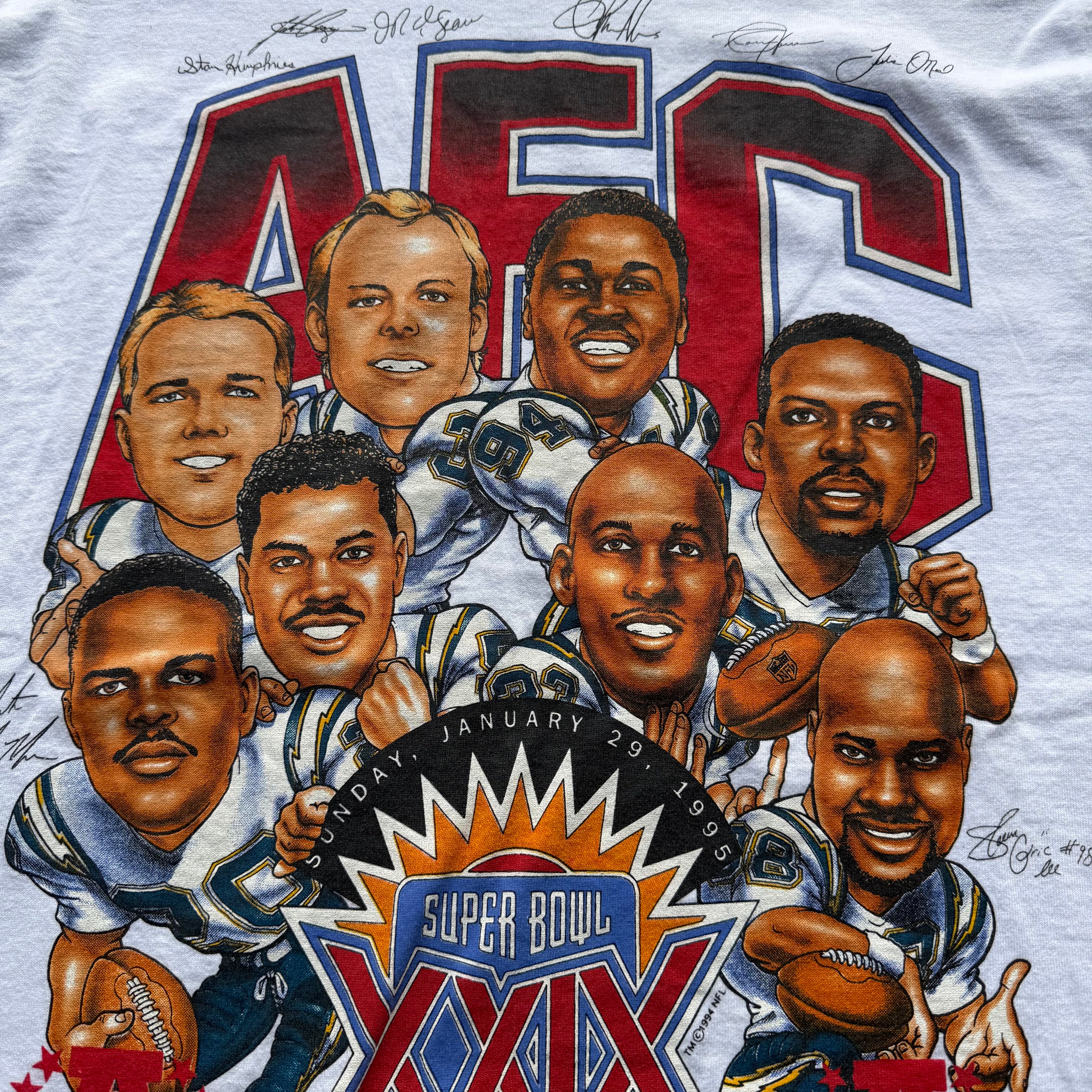 1995 CHARGERS AFC CHAMPIONS CARICATURE XPLOSION TEE (L)