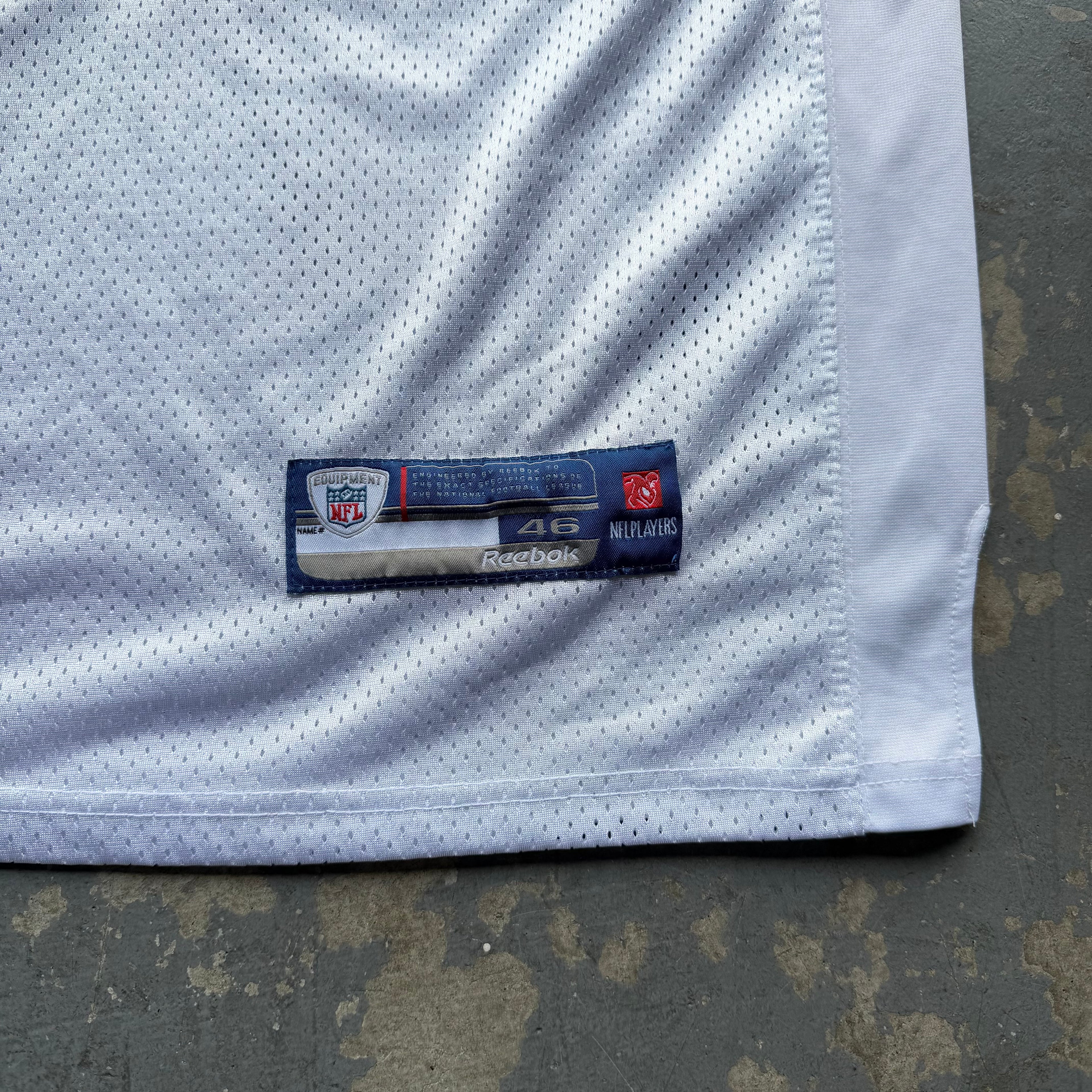 00’S REEBOK CHARGERS VINCENT JACKSON 50TH ANNIVERSARY SEASON PATCH AWAY JERSEY (46) L