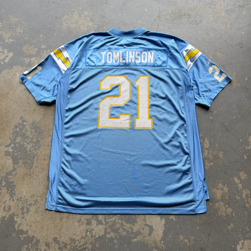 00’S REEBOK CHARGERS LADANIAN TOMLINSON POWDER BLUE JERSEY (XL)