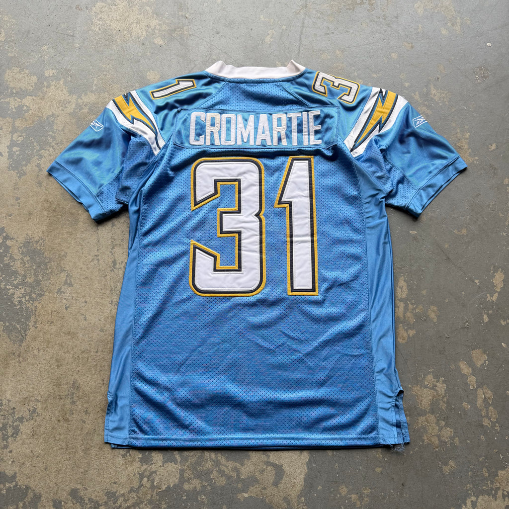 00’S REEBOK CHARGERS ANTONIO CROMARTIE POWDER BLUE JERSEY (48) XL