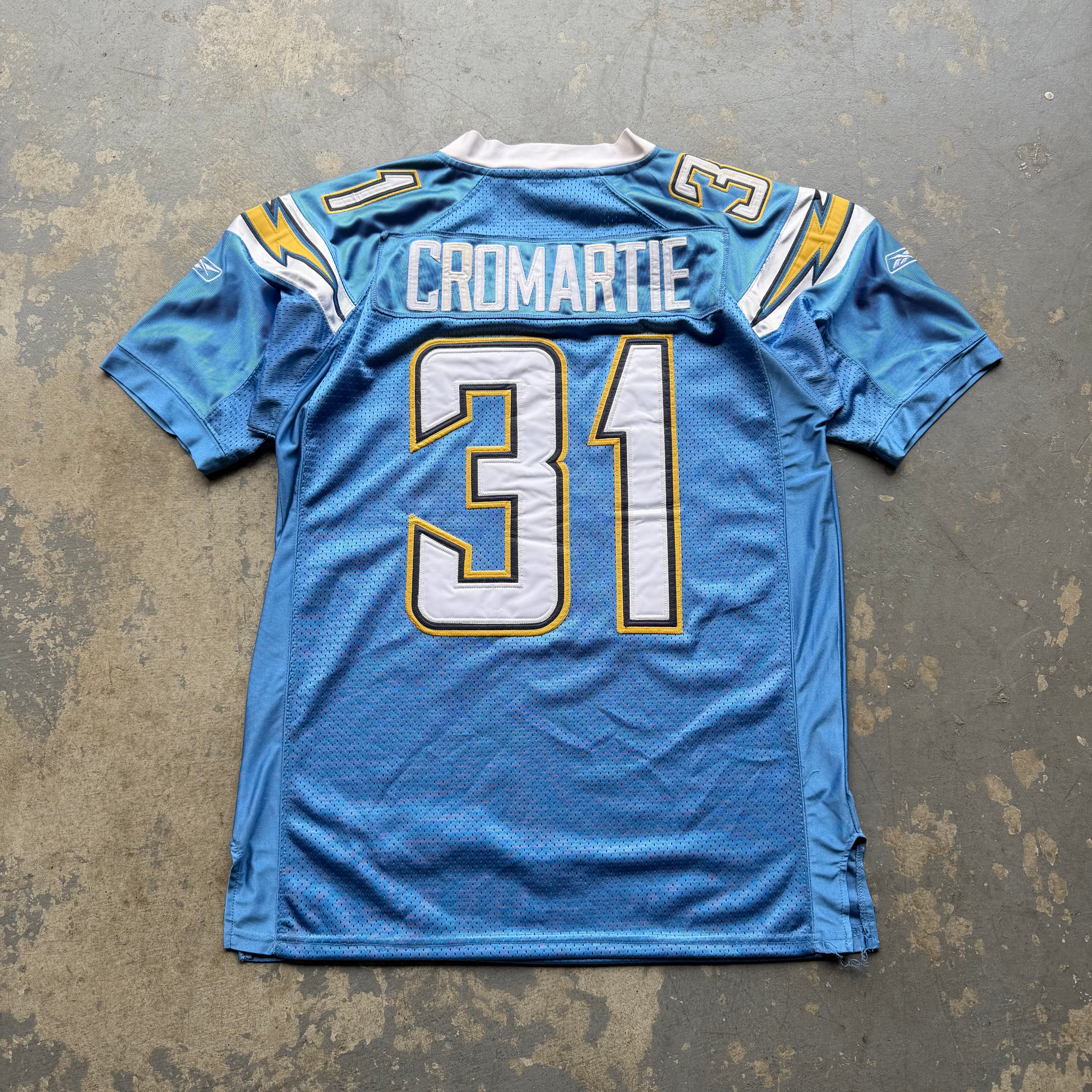 00’S REEBOK CHARGERS ANTONIO CROMARTIE POWDER BLUE JERSEY (48) XL