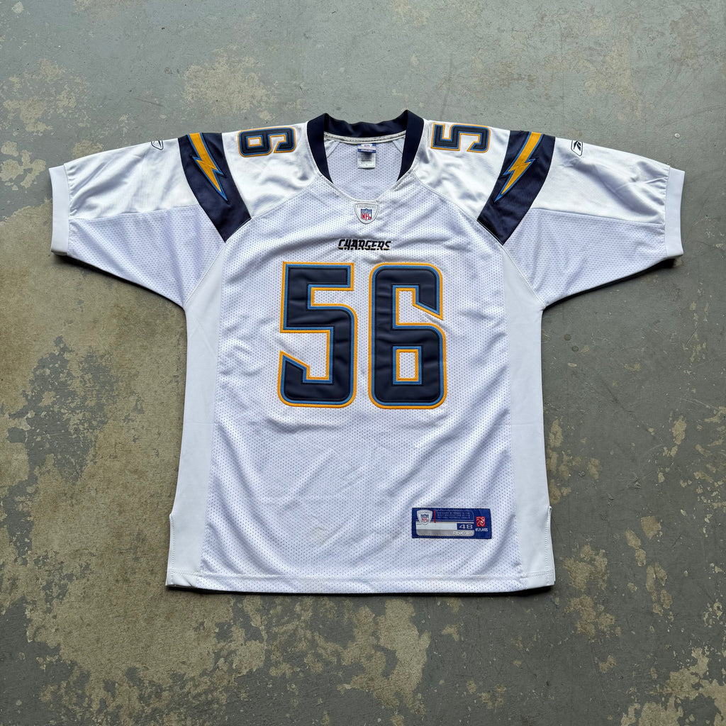 00’S REEBOK CHARGERS SHAWN MERRIMAN WHITE ROAD AWAY JERSEY (48) XL