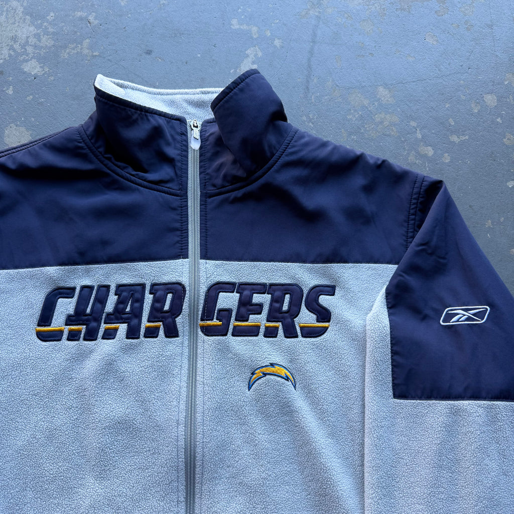 00’S CHARGERS NFL REEBOK ZIP UP FLEECE JACKET (L)