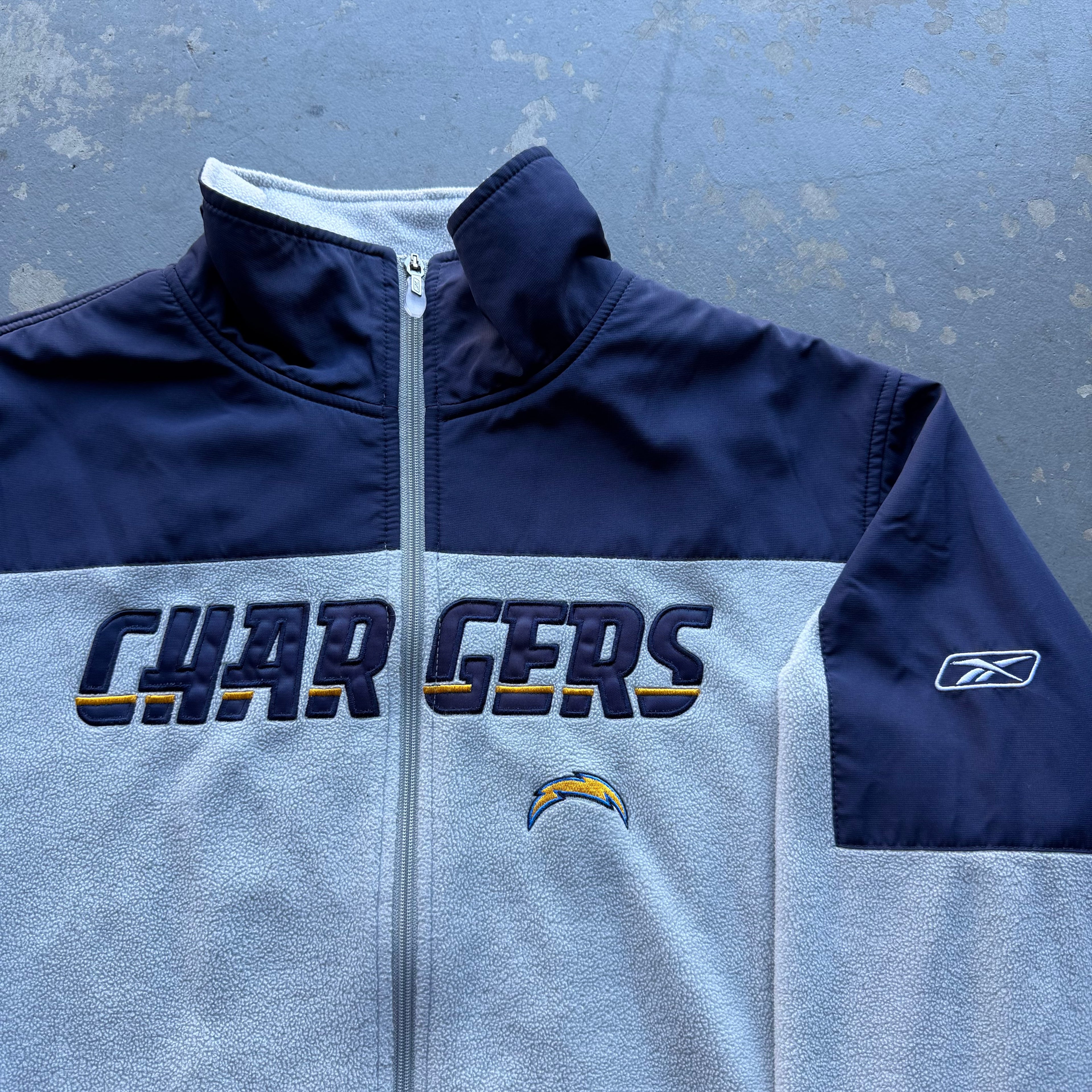 00’S CHARGERS NFL REEBOK ZIP UP FLEECE JACKET (L)