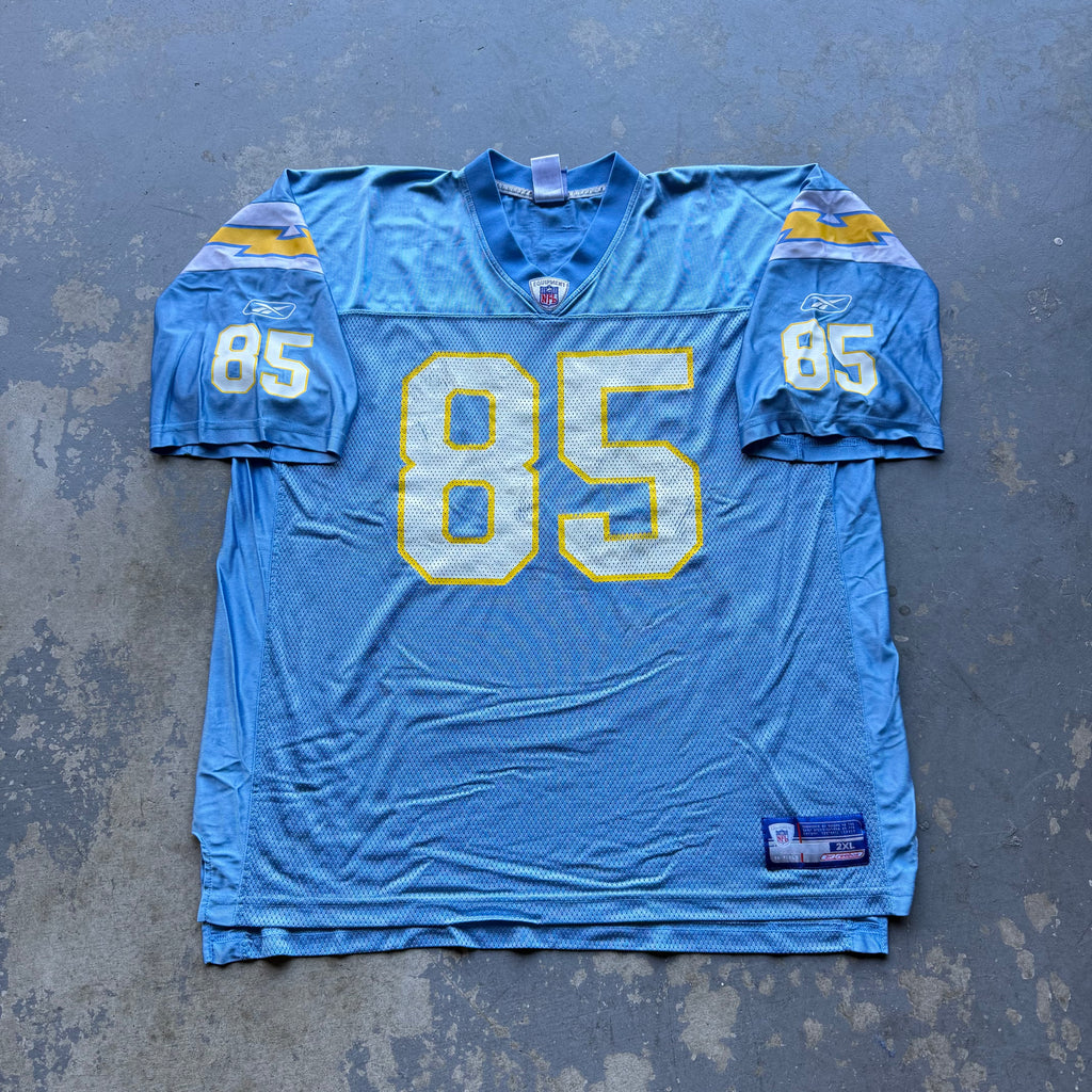 00’S REEBOK CHARGERS ANTONIO GATES POWDER BLUE JERSEY (XXL)