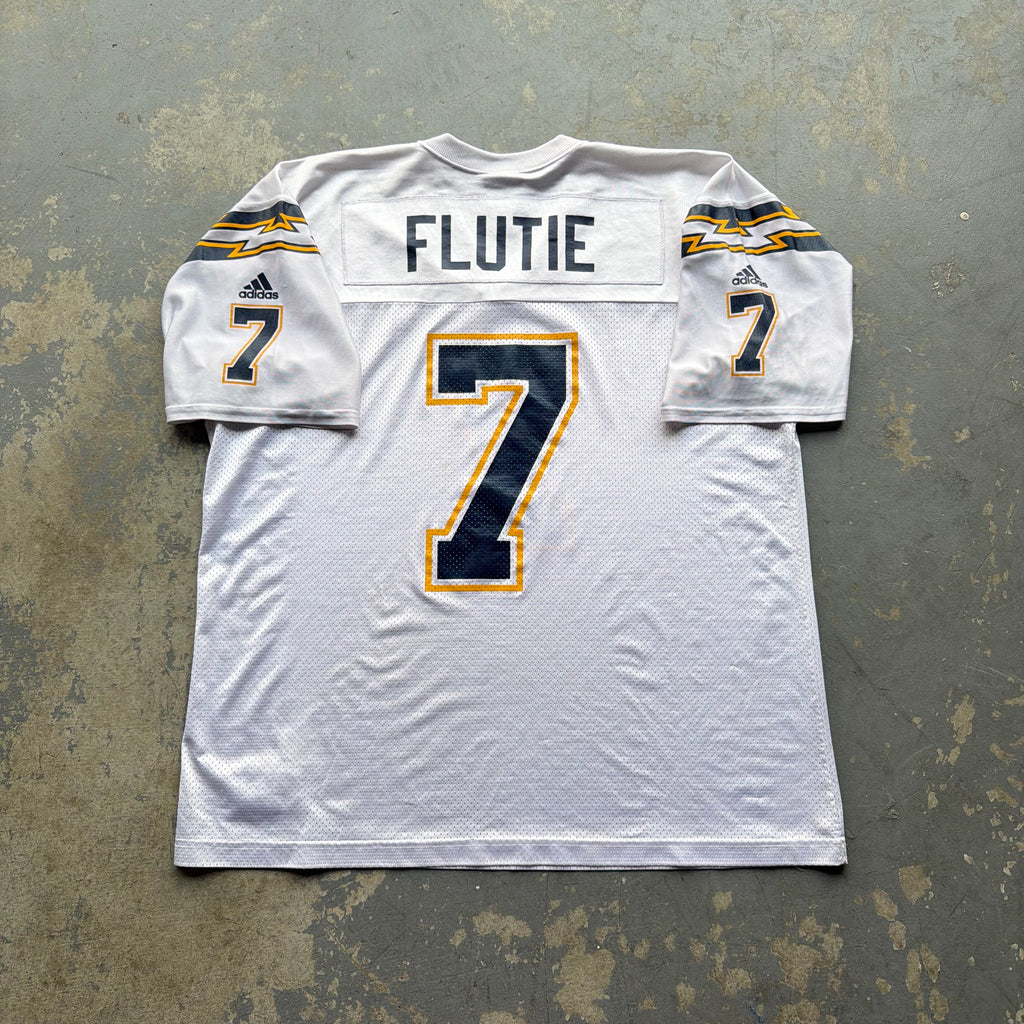 00’S ADIDAS CHARGERS DOUG FLUTIE WHITE ROAD AWAY JERSEY (XL)