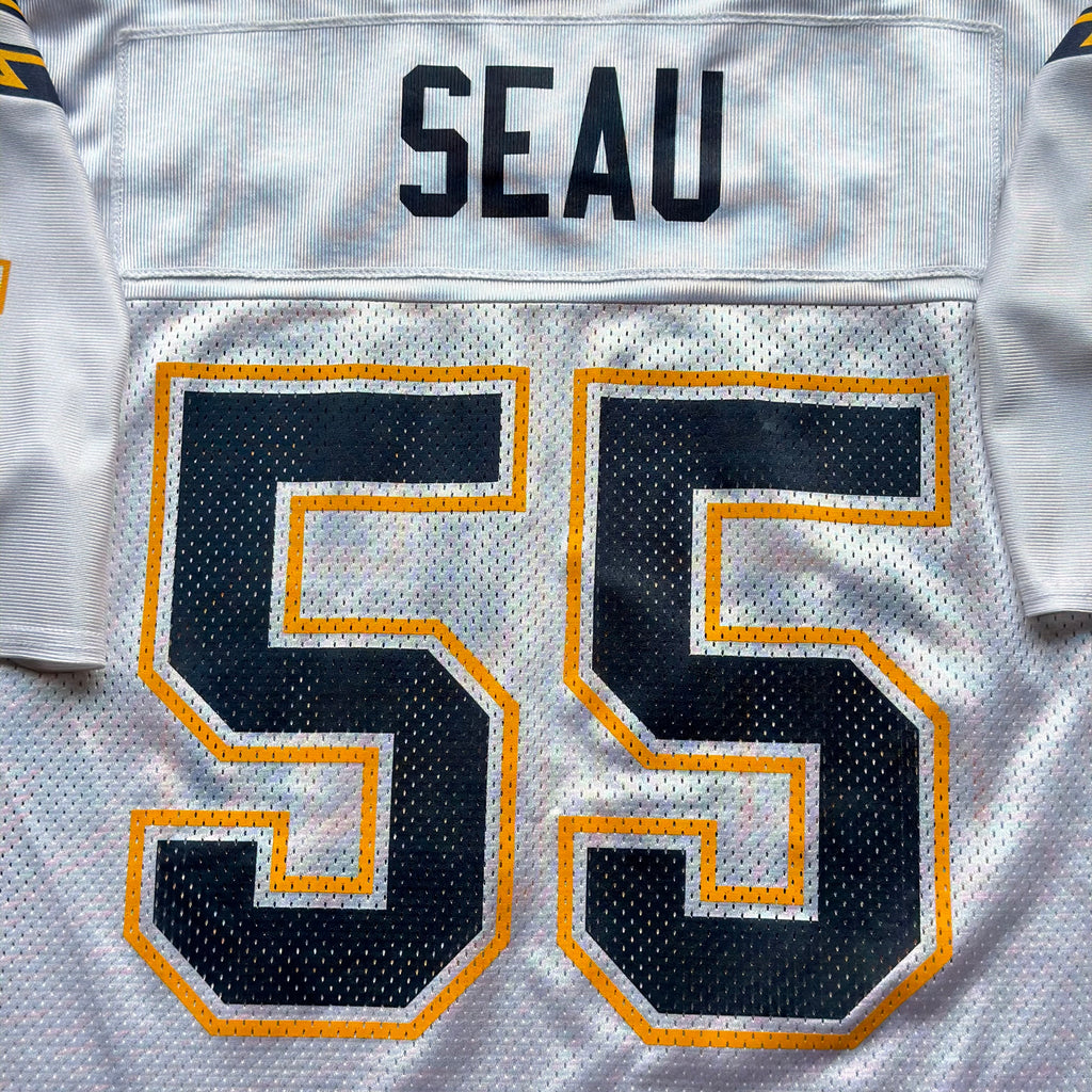 00’S REEBOK CHARGERS JUNIOR SEAU WHITE ROAD AWAY JERSEY (L)