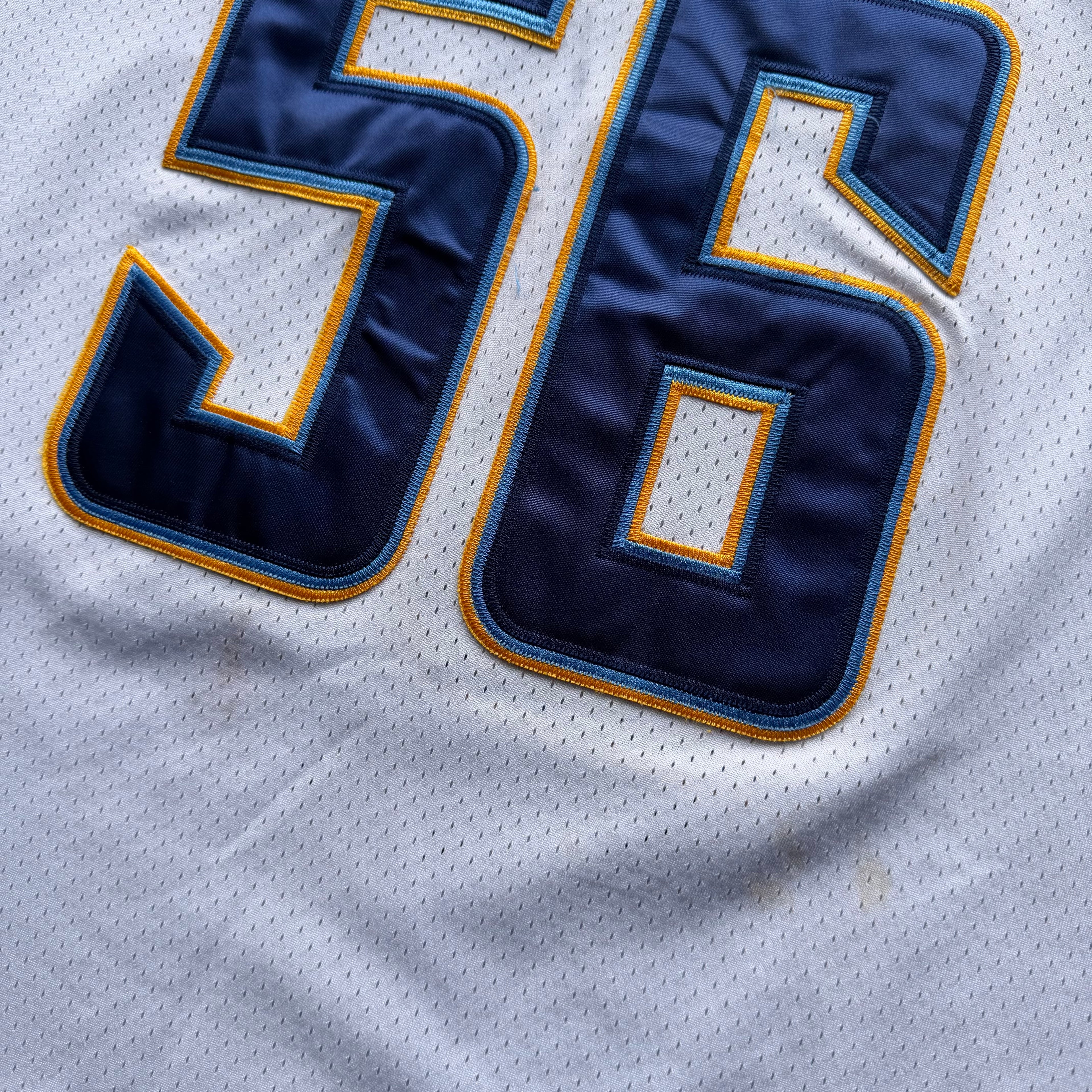 00’S REEBOK CHARGERS SHAWN MERRIMAN WHITE ROAD AWAY JERSEY (50) XL 25x31