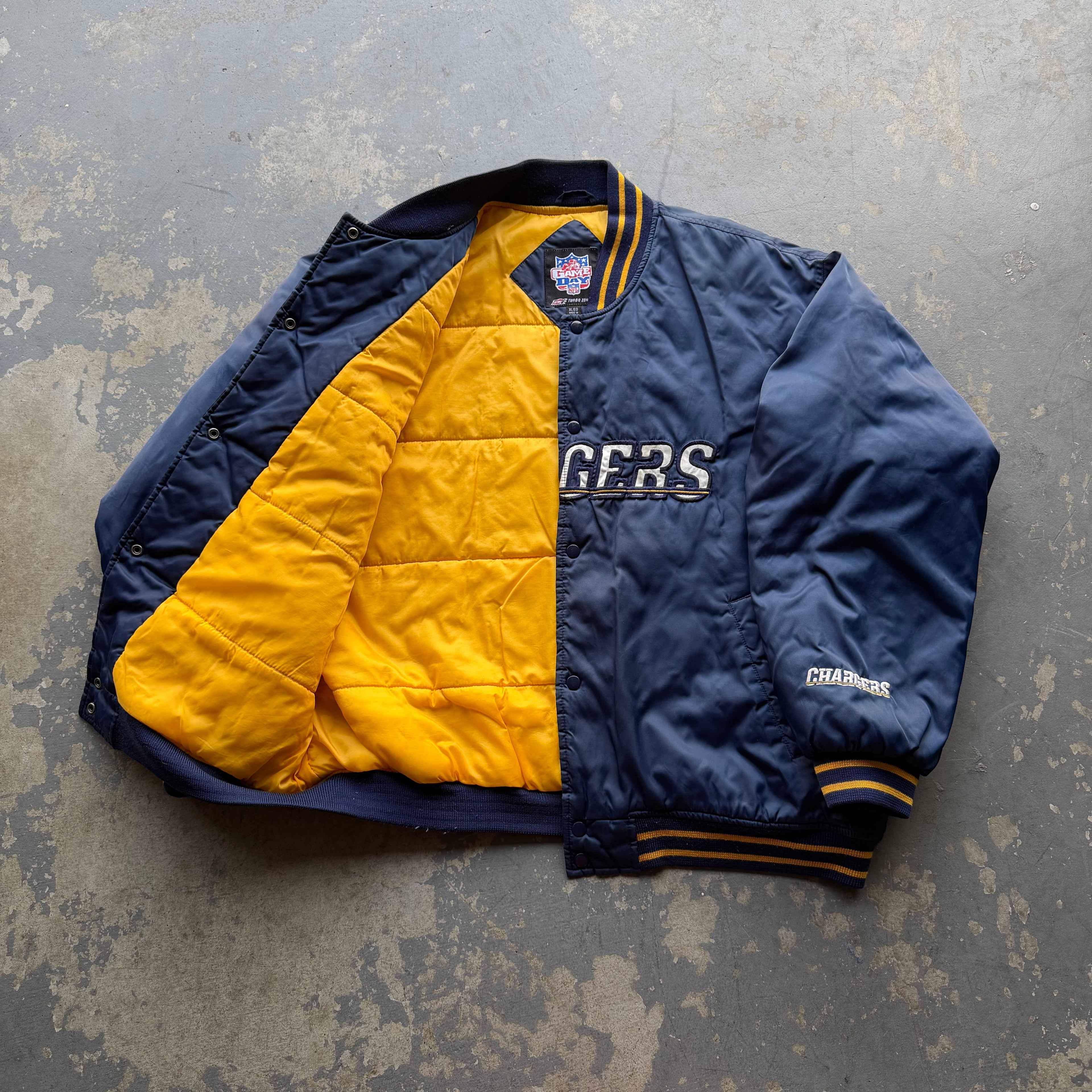 90’S CHARGERS GAME DAY NFL BOMBER JACKET (XL)