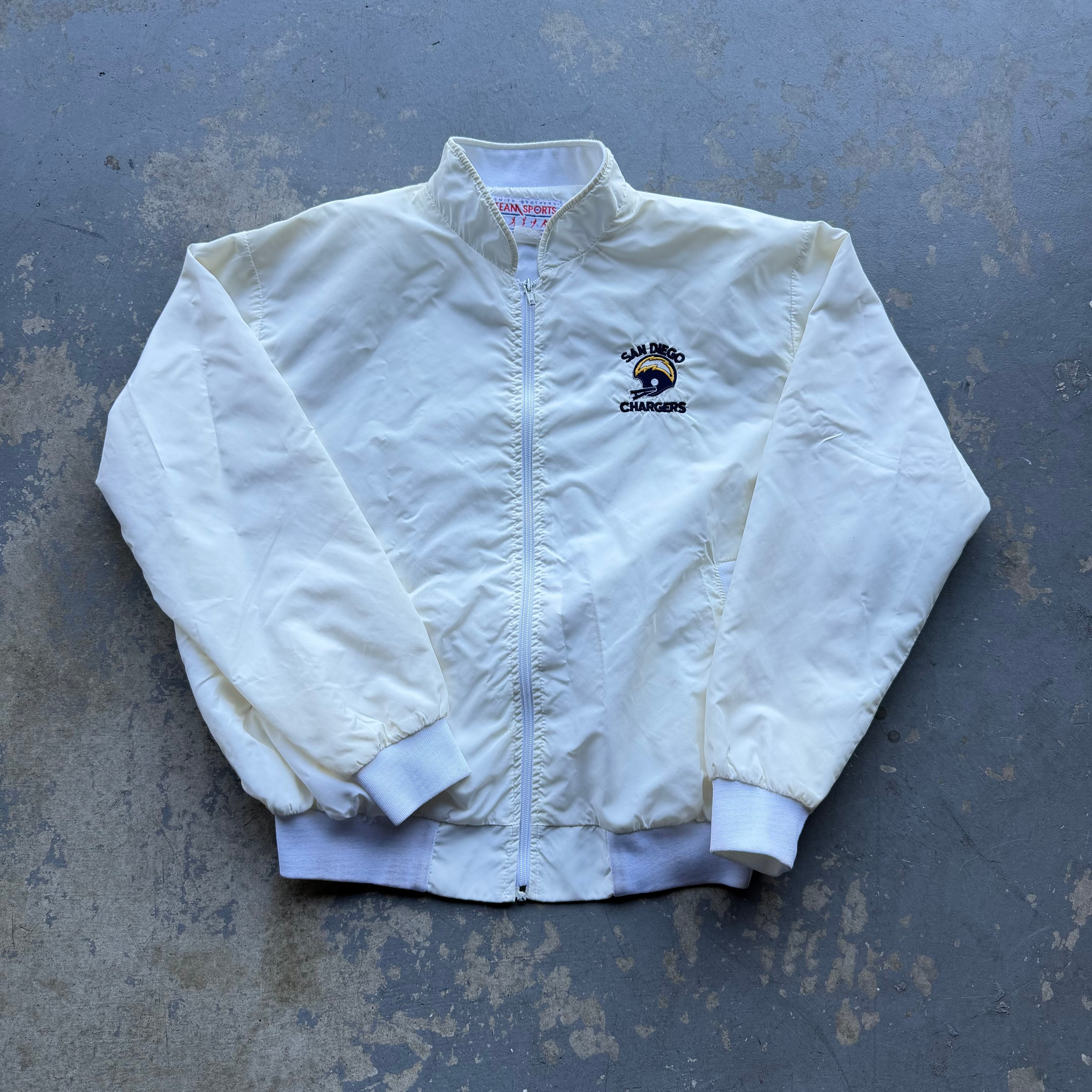 80’S CHARGERS WHITE NYLON JACKET (L)