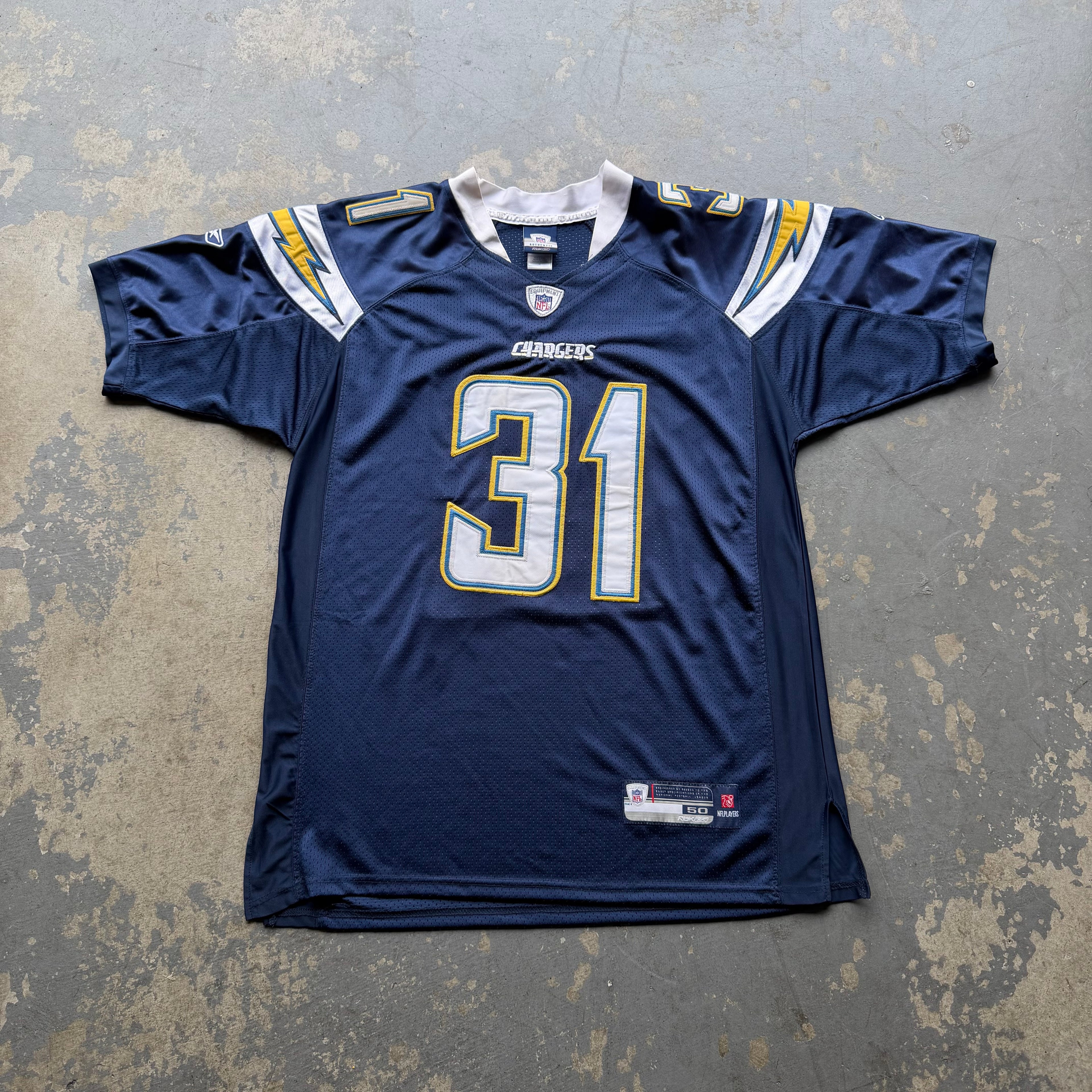 00’S REEBOK CHARGERS ANTONIO CROMARTIE NAVY BLUE JERSEY (50) XL