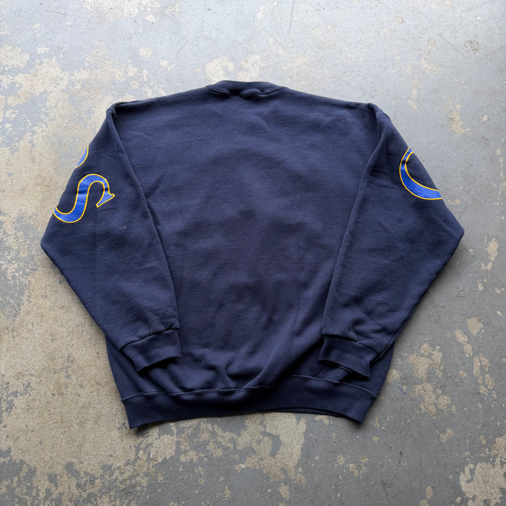1995 CHARGERS AFC CHAMPIONS NAVY BLUE SPELLOUT CREWNECK (XL)