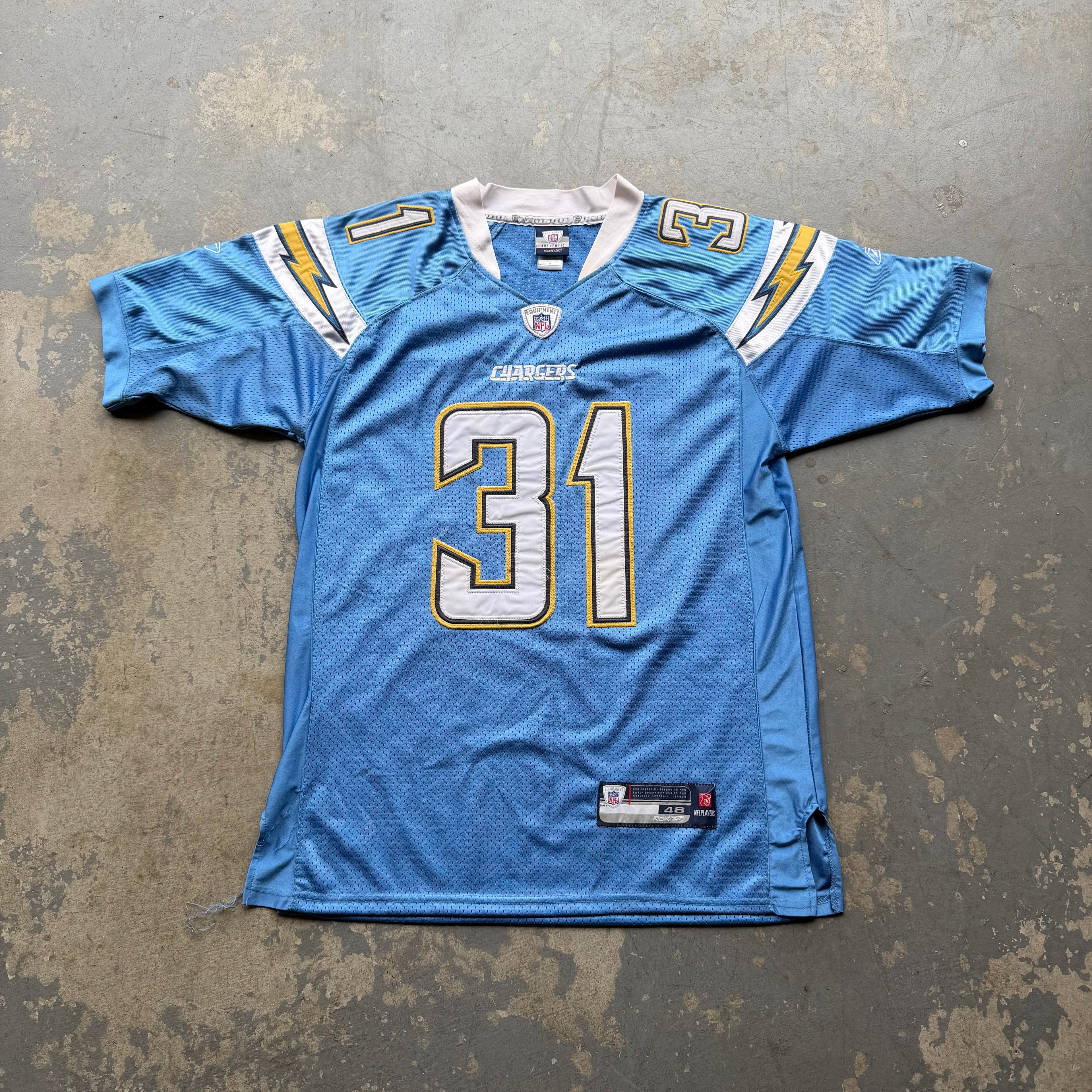 00’S REEBOK CHARGERS ANTONIO CROMARTIE POWDER BLUE JERSEY (48) XL