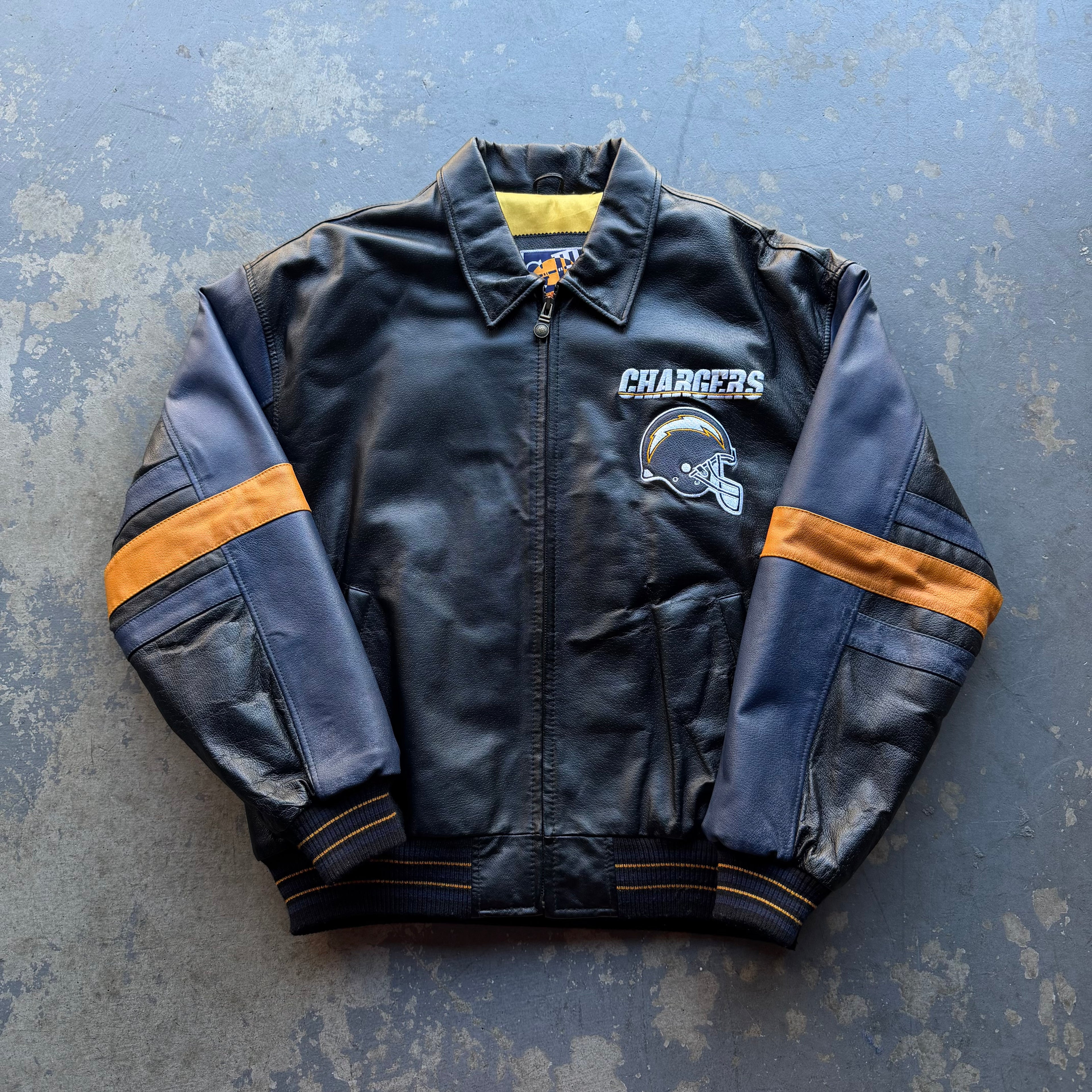 90’S CHARGERS LEATHER JACKET (L)