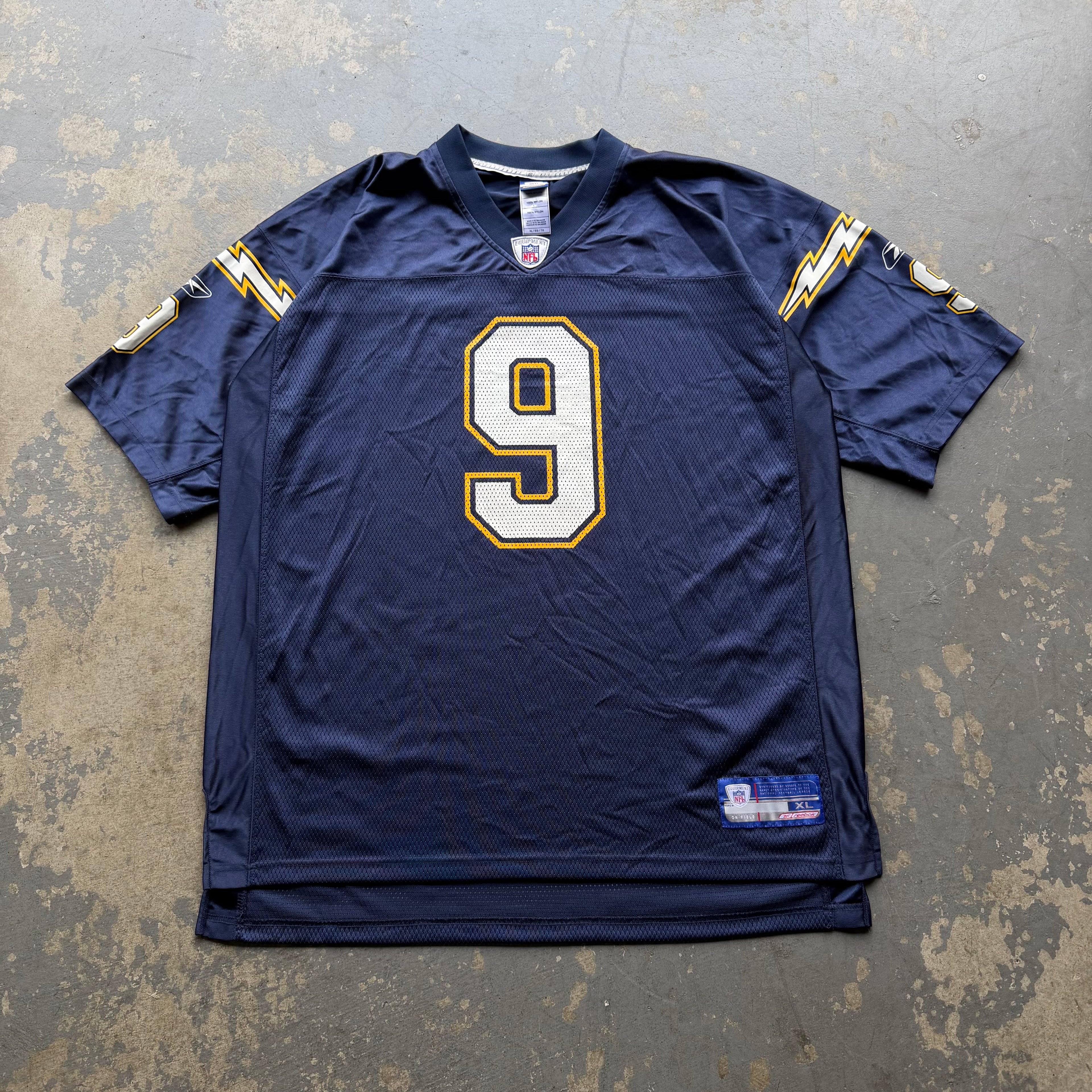 00’S REEBOK CHARGERS DREW BREES NAVY BLUE JERSEY (XL)