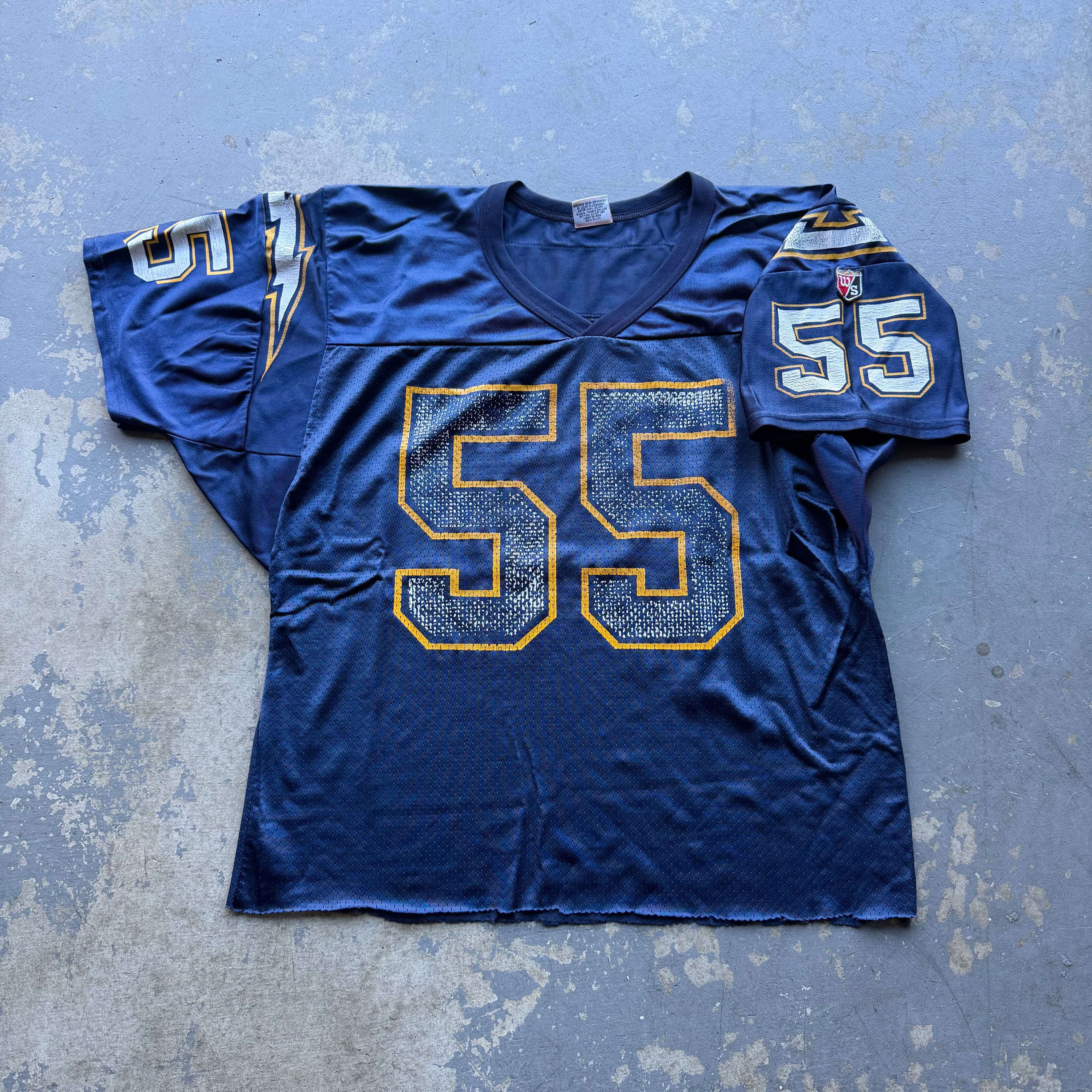 90’S WILSON CHARGERS JUNIOR SEAU NAVY BLUE JERSEY (XL)