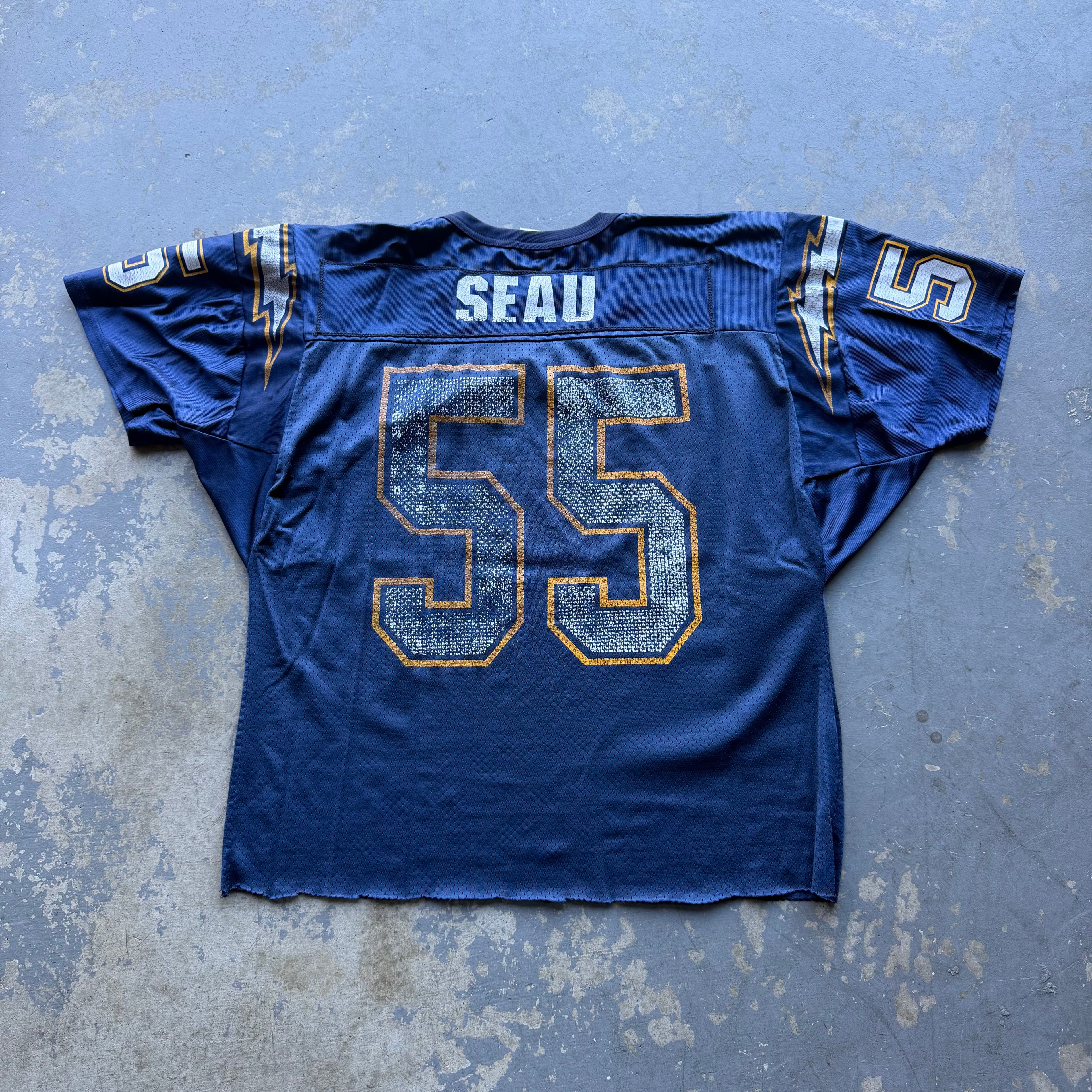 90’S WILSON CHARGERS JUNIOR SEAU NAVY BLUE JERSEY (XL)