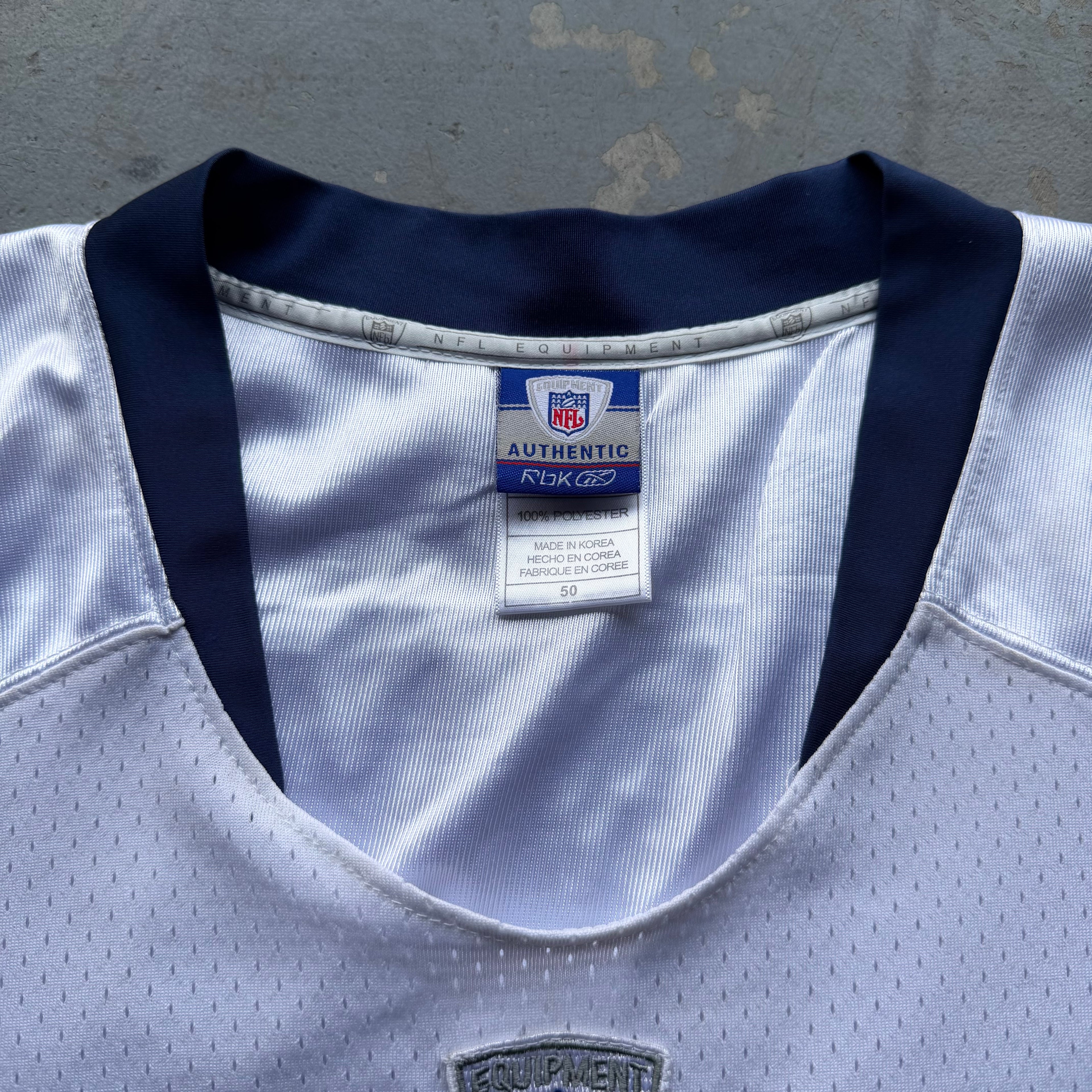 00’S REEBOK CHARGERS SHAWN MERRIMAN WHITE ROAD AWAY JERSEY (50) XL 25x31