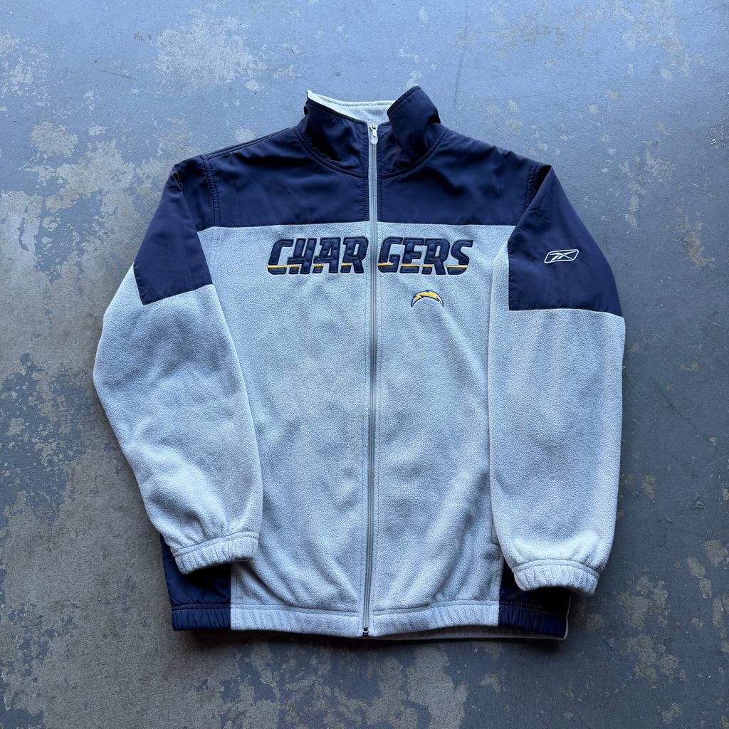 00’S CHARGERS NFL REEBOK ZIP UP FLEECE JACKET (L)