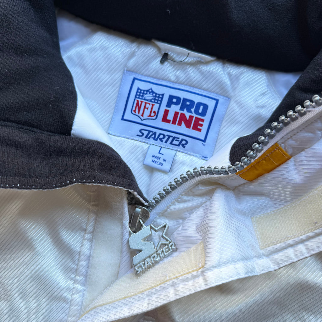 90’S CHARGERS STARTER PRO LINE WHITE PULLOVER PUFFER JACKET (L)