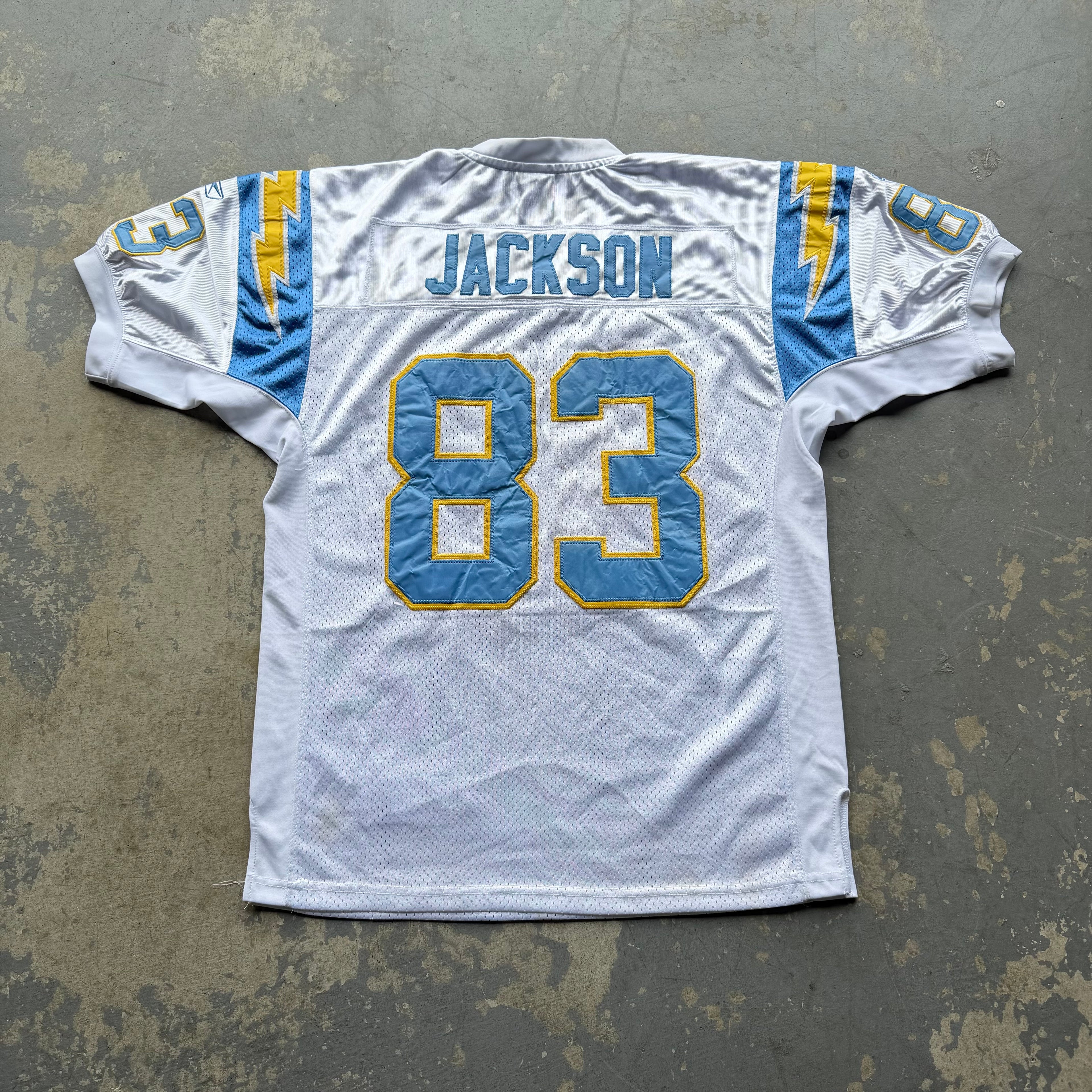 00’S REEBOK CHARGERS VINCENT JACKSON 50TH ANNIVERSARY SEASON PATCH JERSEY (46) L