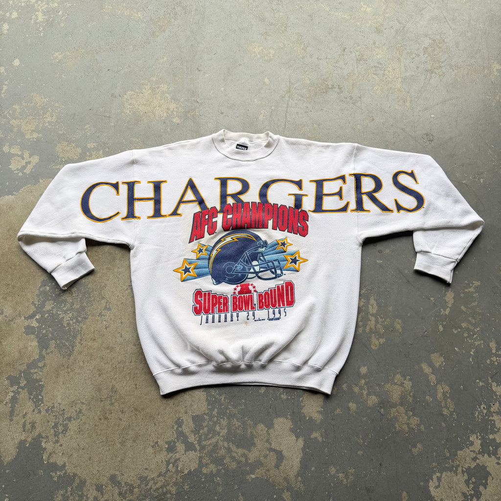 1995 CHARGERS AFC CHAMPIONS WHITE SPELLOUT CREWNECK (XL)
