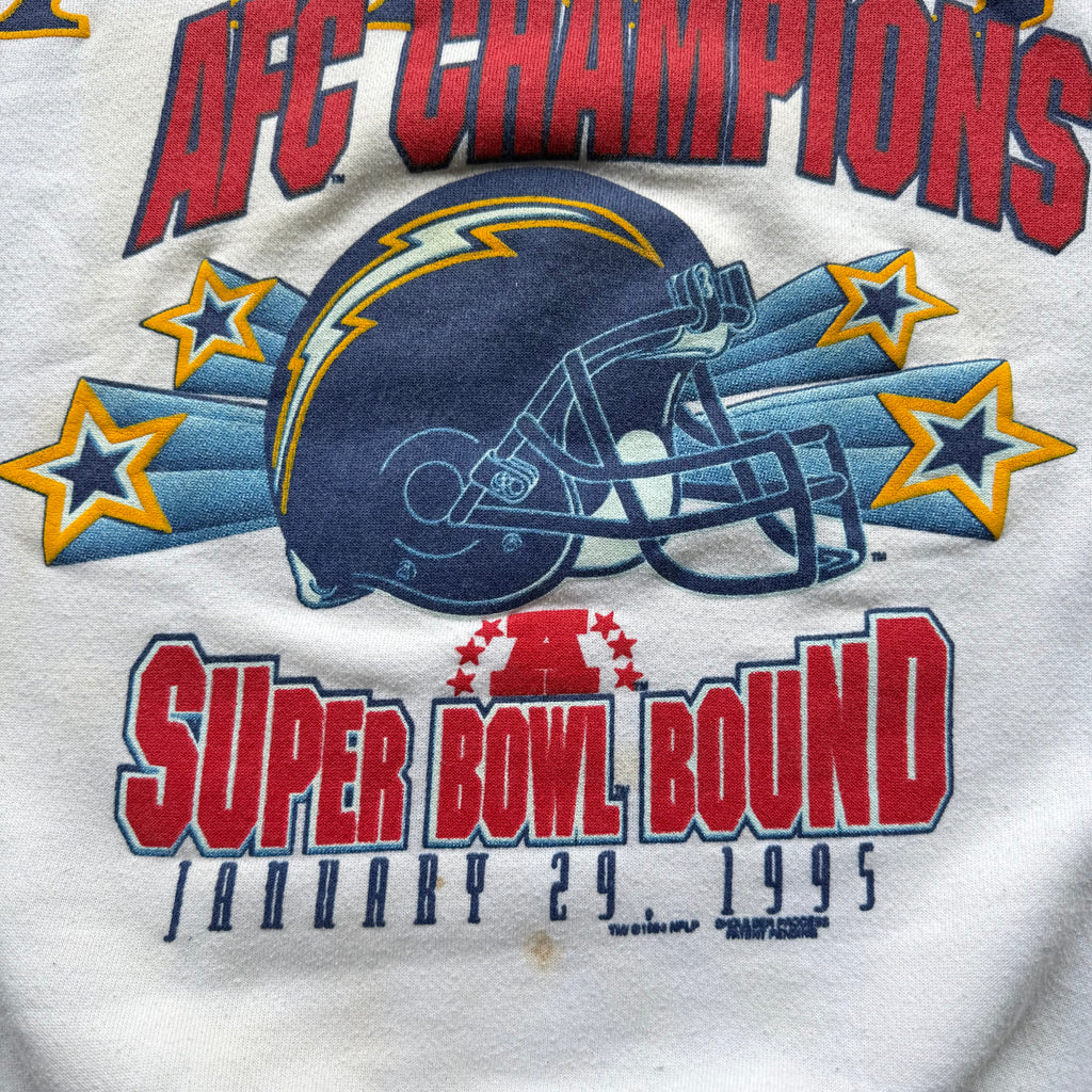 1995 CHARGERS AFC CHAMPIONS WHITE SPELLOUT CREWNECK (XL)