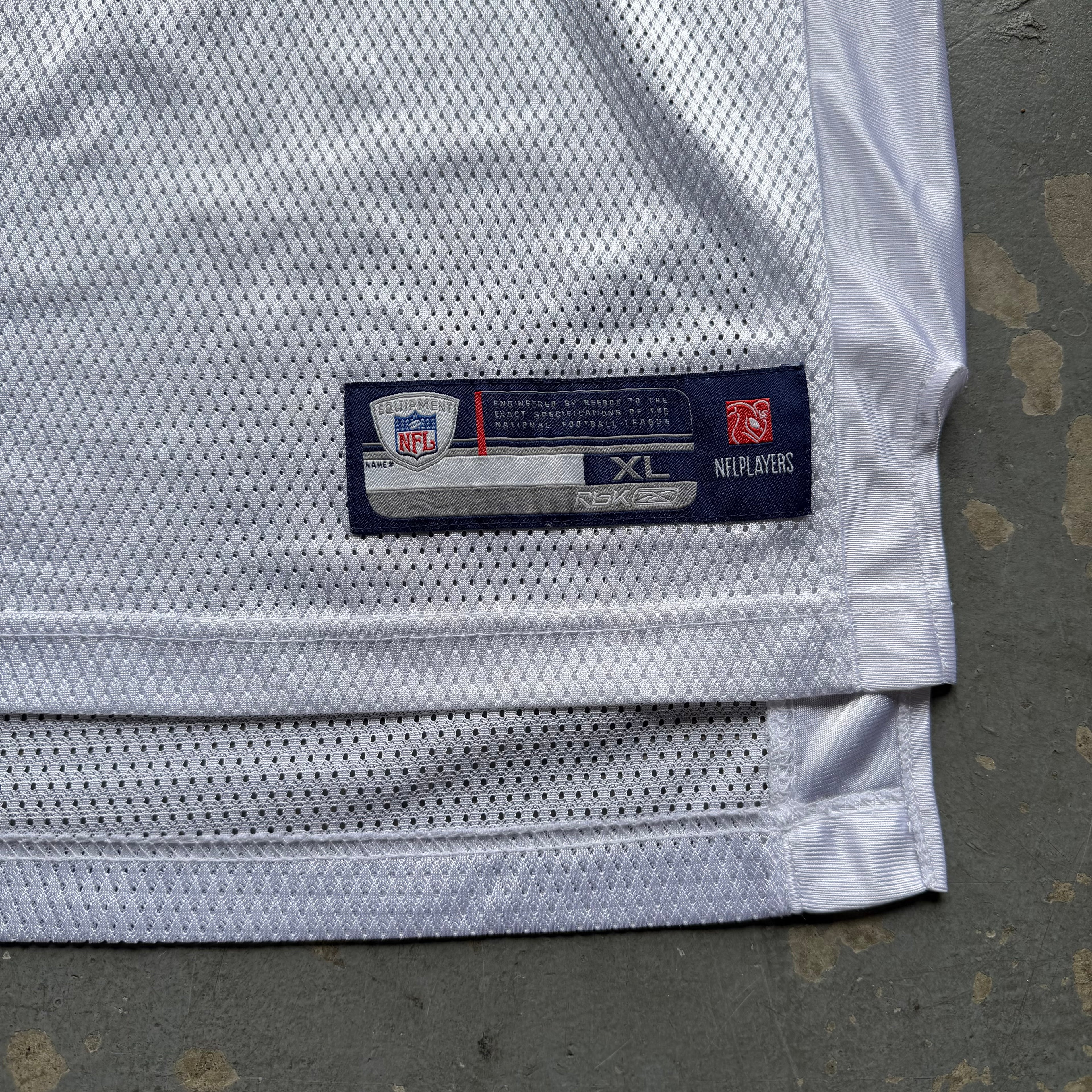 00’S REEBOK CHARGERS VINCENT JACKSON WHITE ROAD AWAY JERSEY (XL)