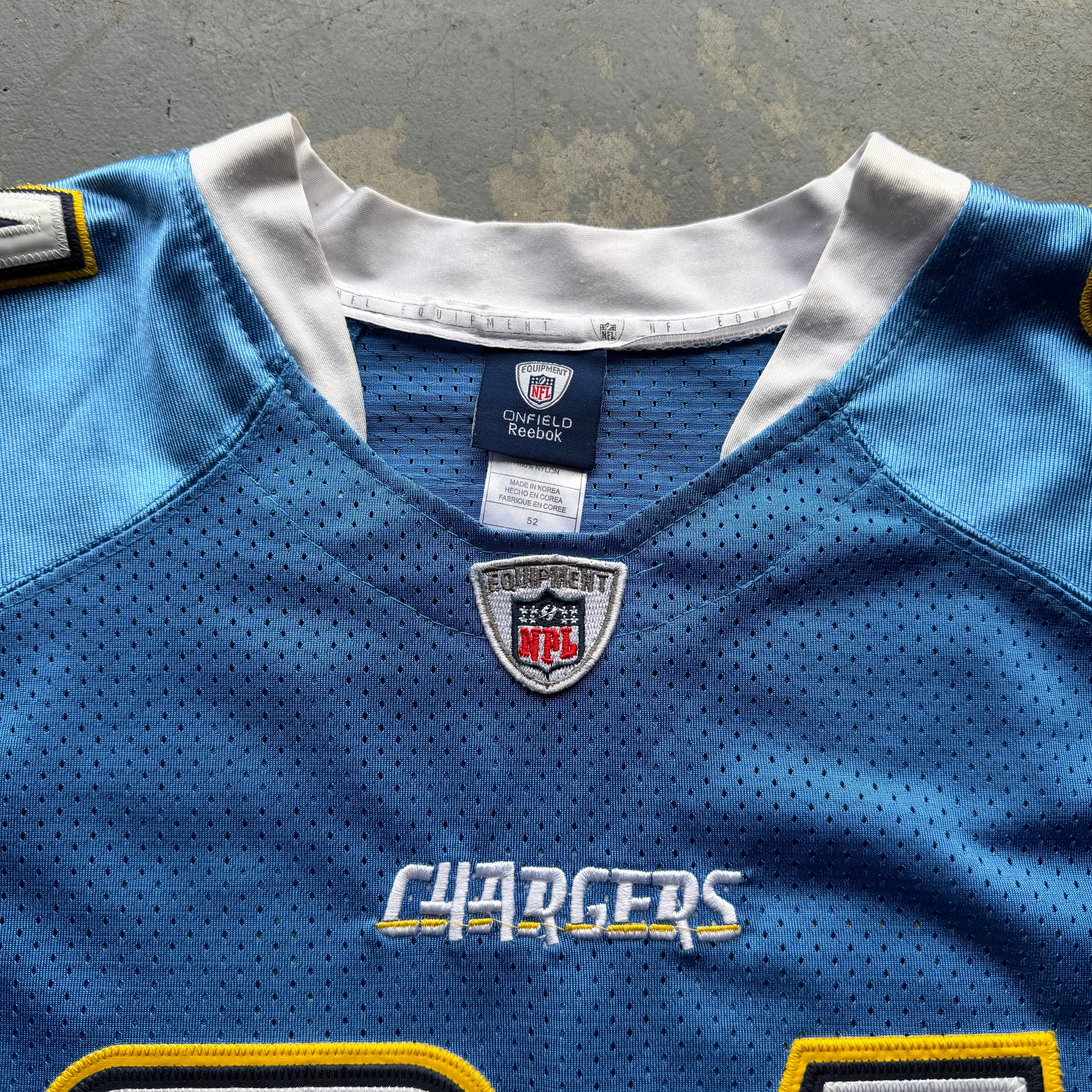 00’S REEBOK CHARGERS RYAN MATTHEWS POWDER BLUE JERSEY (52) XL *AUTOGRAPHED*