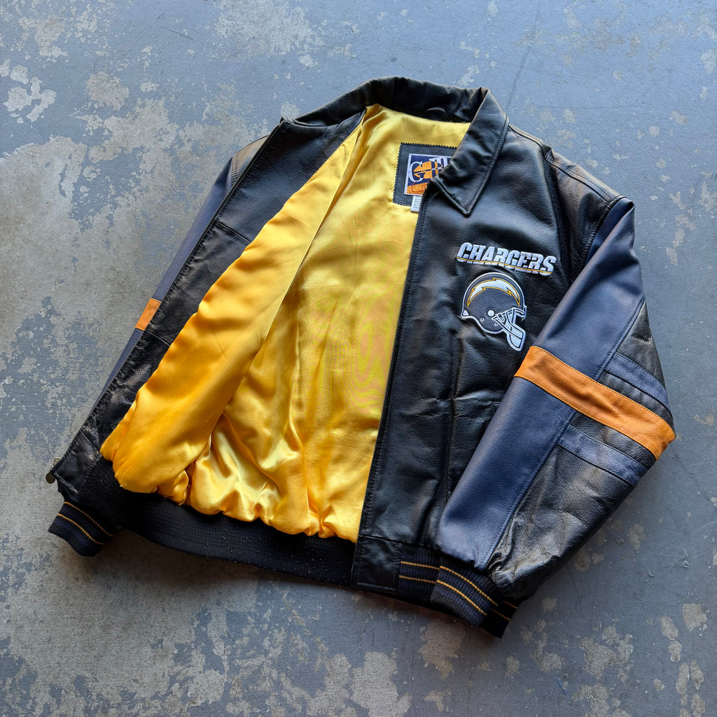 90’S CHARGERS LEATHER JACKET (L)