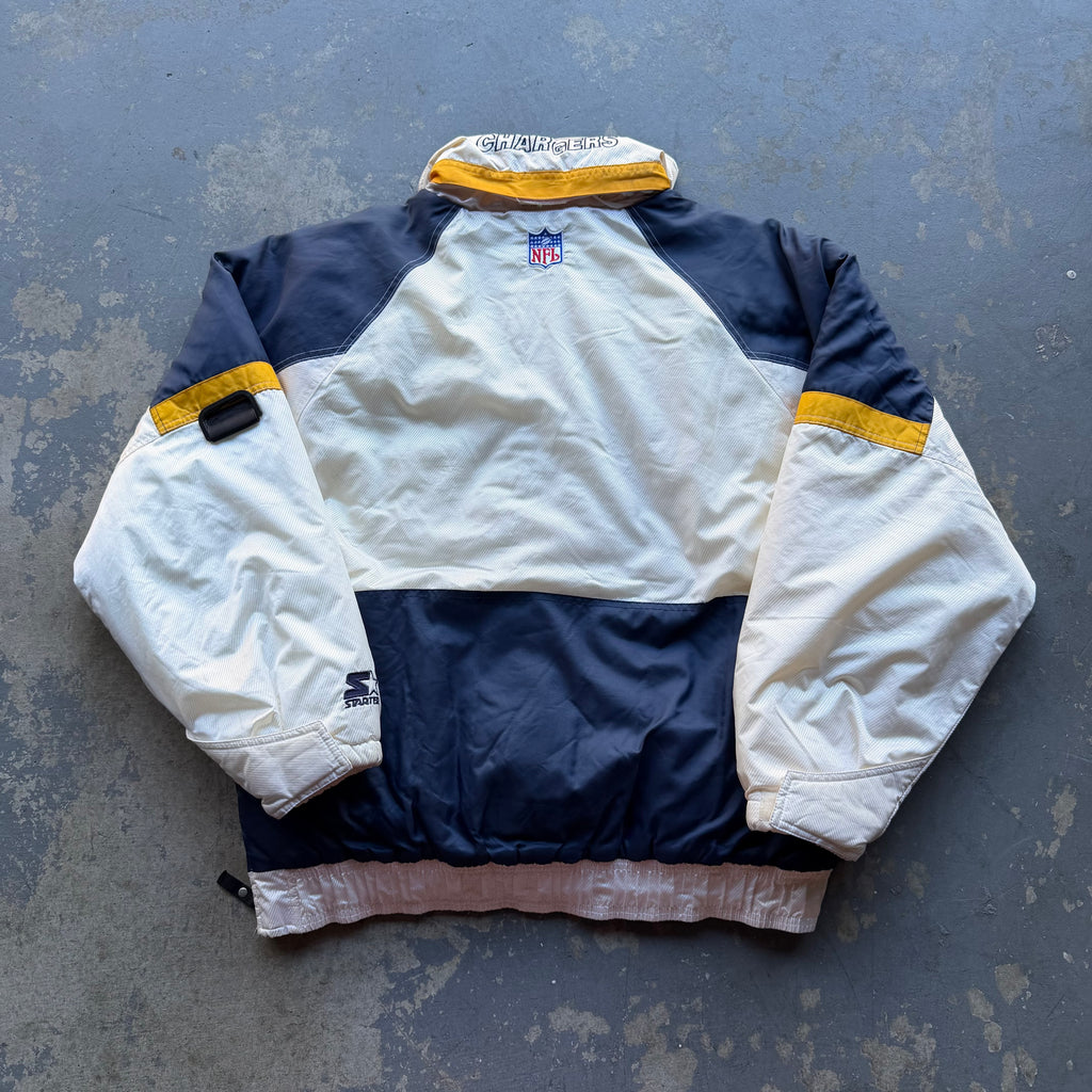 90’S CHARGERS STARTER PRO LINE WHITE PULLOVER PUFFER JACKET (L)
