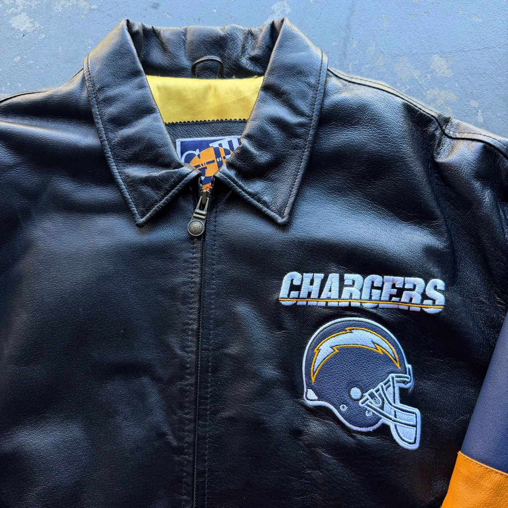 90’S CHARGERS LEATHER JACKET (L)