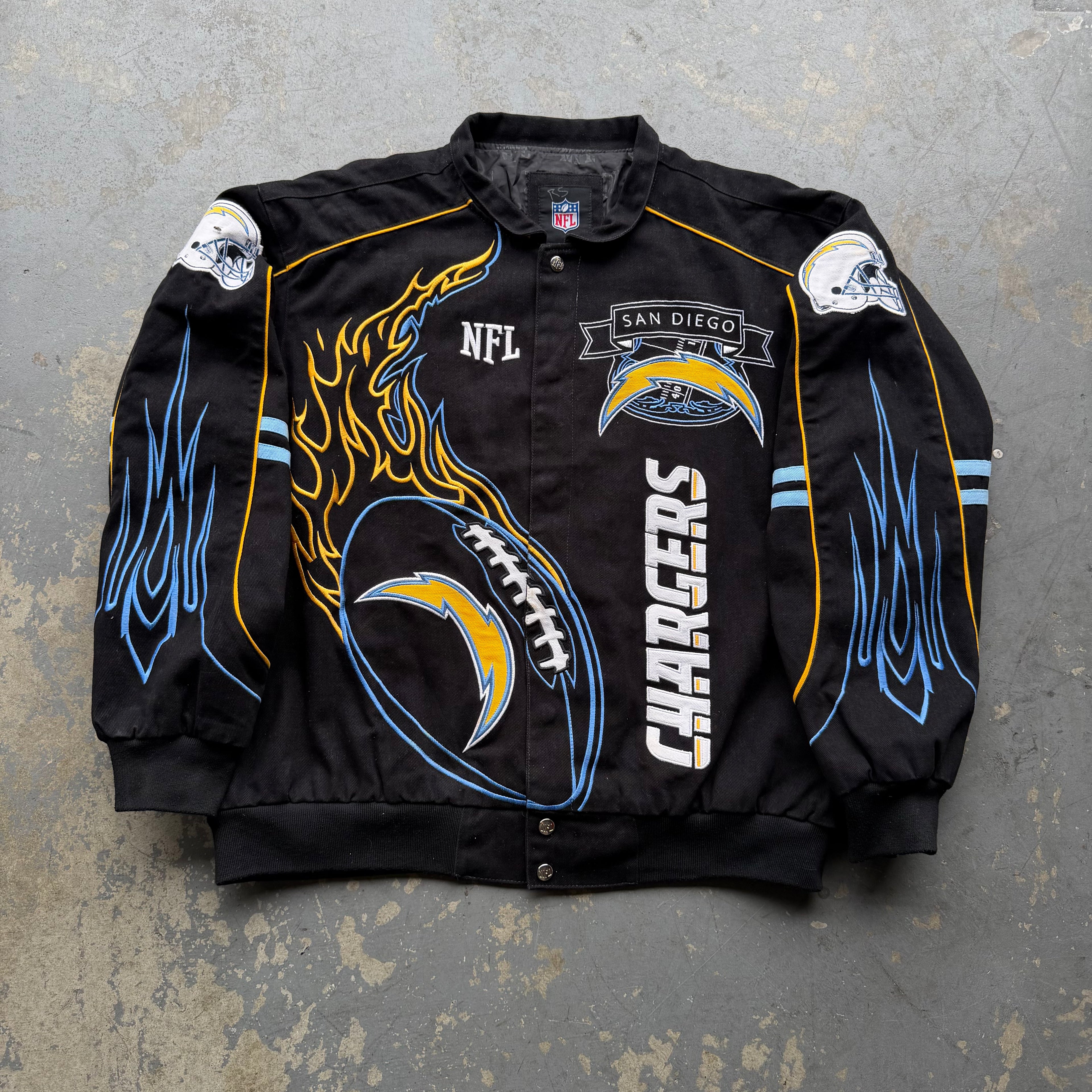 00'S CHARGERS NFL SAN DIEGO BLACK EMBROIDERED JACKET (2XL)