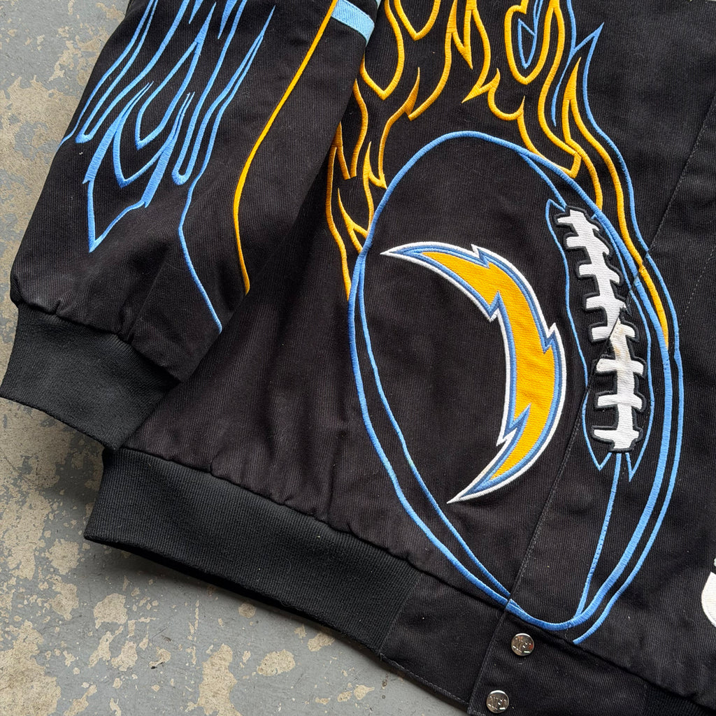 00'S CHARGERS NFL SAN DIEGO BLACK EMBROIDERED JACKET (2XL)