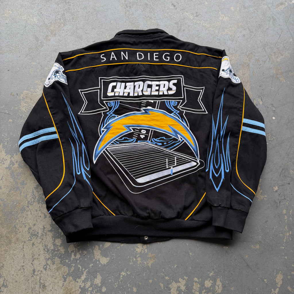 00'S CHARGERS NFL SAN DIEGO BLACK EMBROIDERED JACKET (2XL)