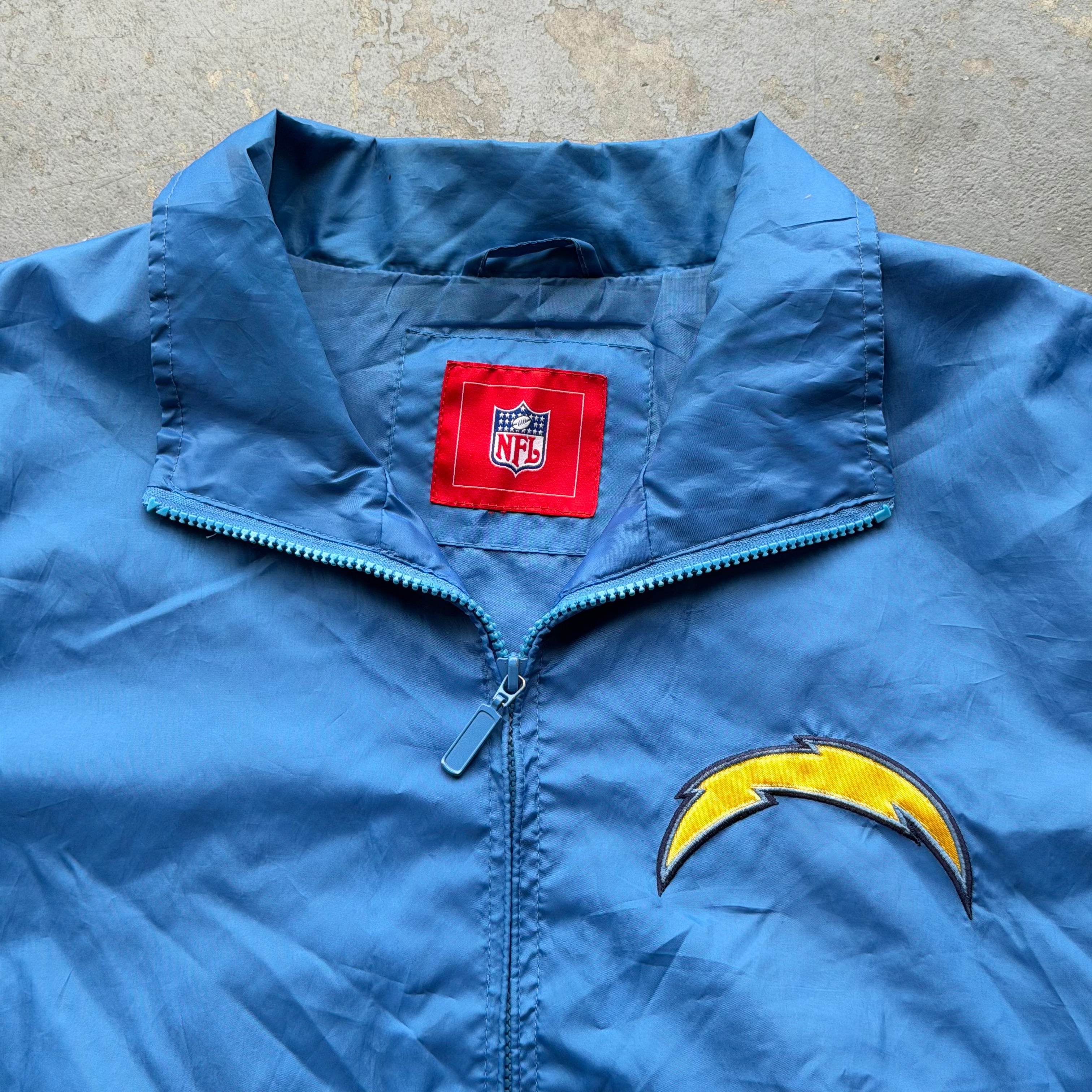 00'S CHARGERS POWDER BLUE NYLON ZIP UP JACKET (2XL)