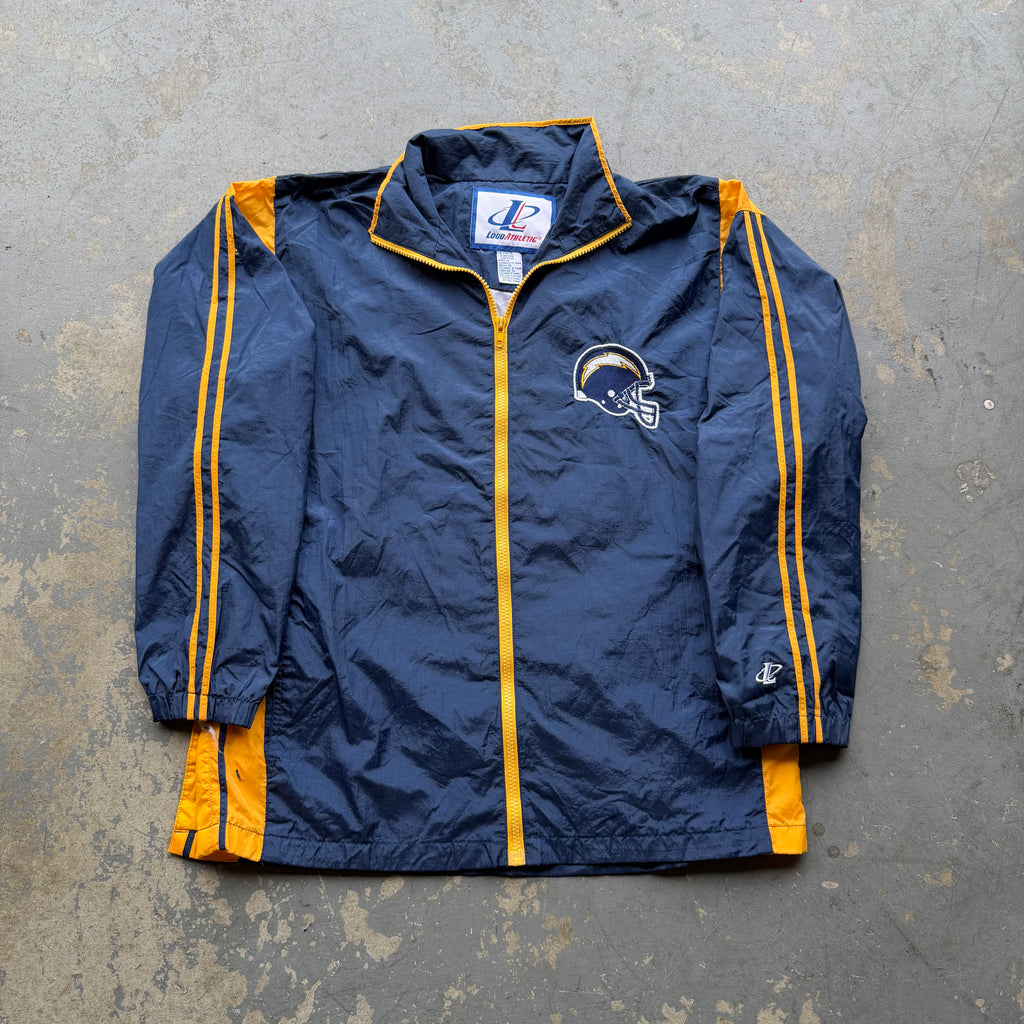 90'S CHARGERS LOGO ATHLETIC NYLON BUTTON SNAP JACKET (L)