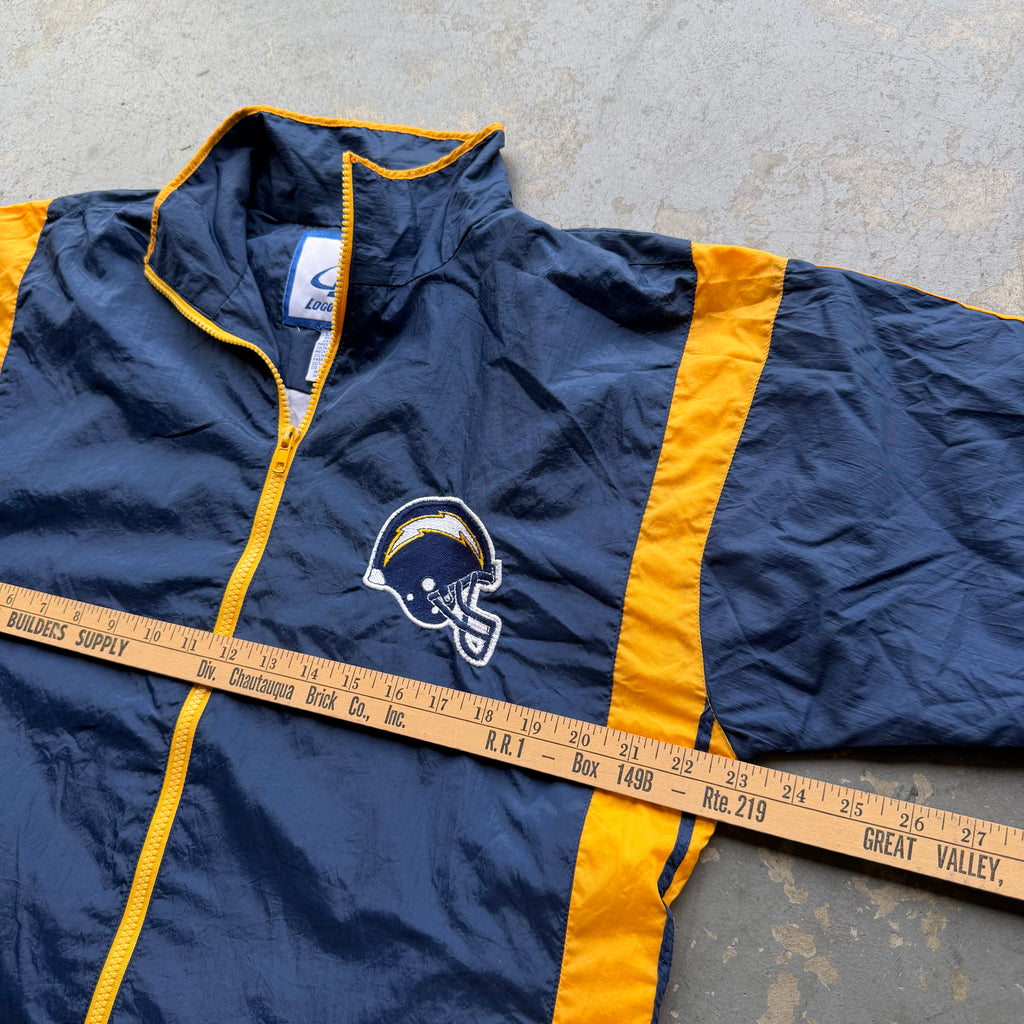 90'S CHARGERS LOGO ATHLETIC NYLON BUTTON SNAP JACKET (L)