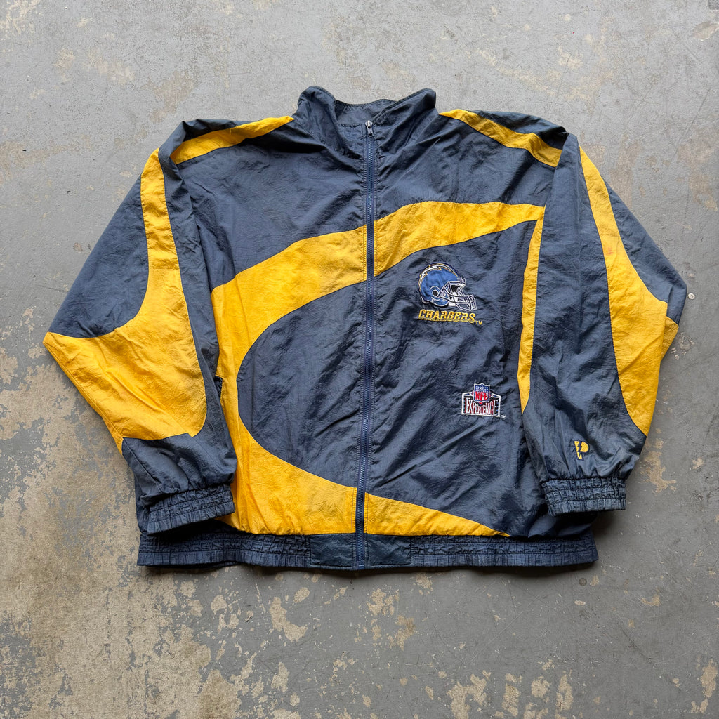 90'S CHARGERS PRO PLAYER NFL EXPERIENCE WINDBREAKER JACKET (2XL)