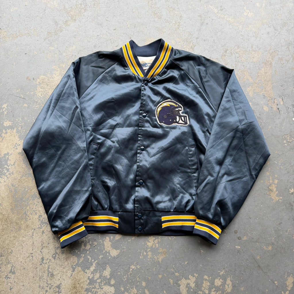90'S CHARGERS CHALK LINE SATIN BOMBER JACKET (XL)