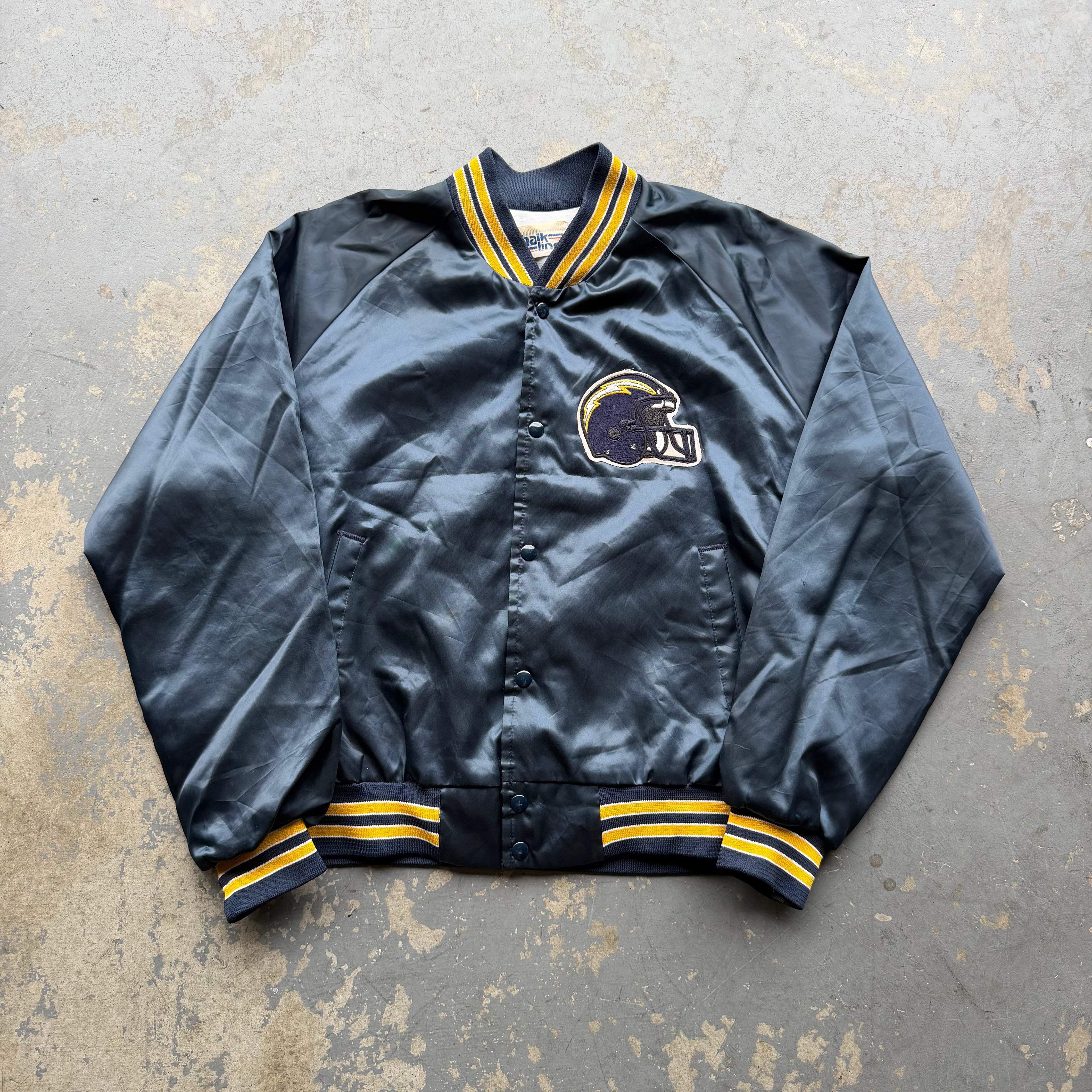 90'S CHARGERS CHALK LINE SATIN BOMBER JACKET (XL)