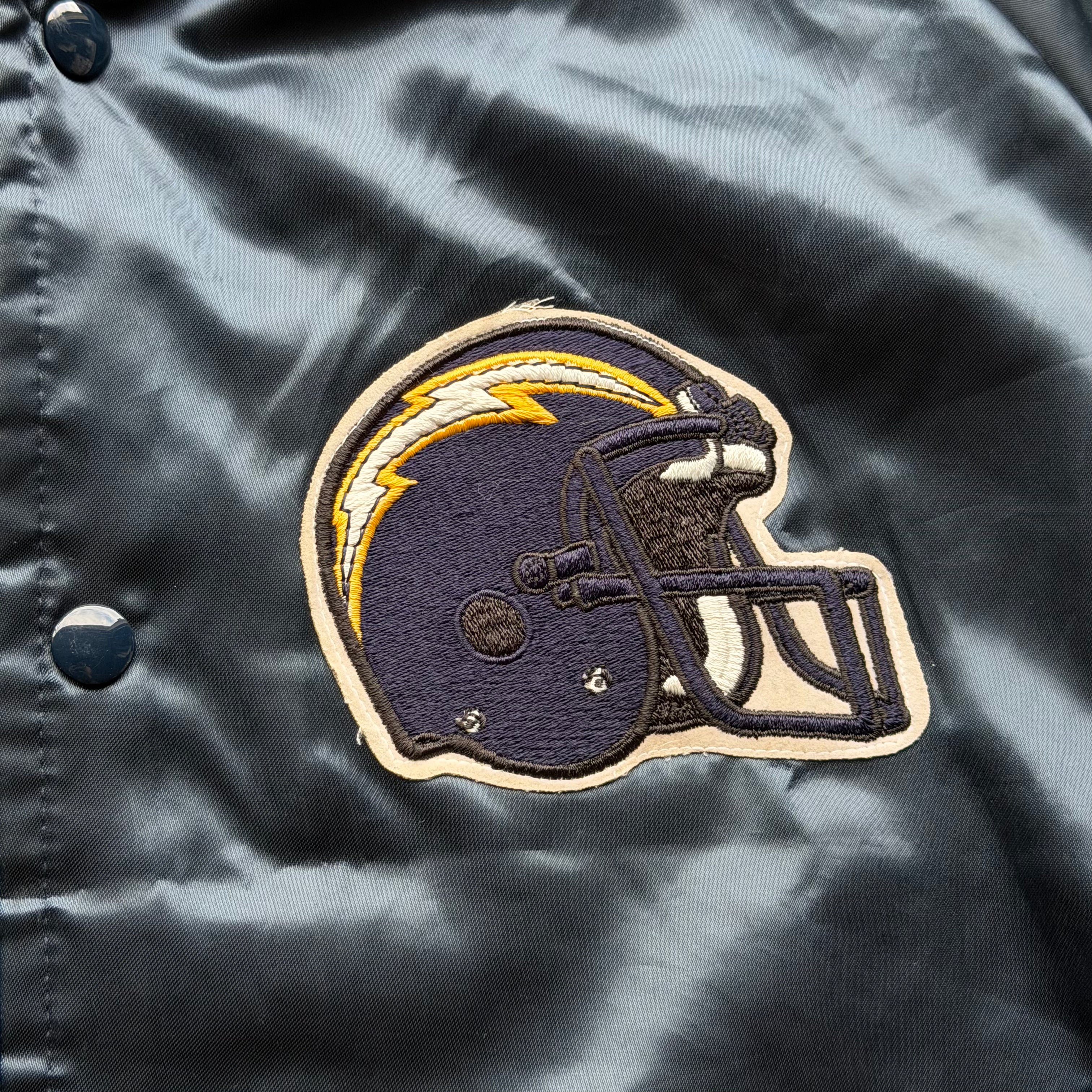90'S CHARGERS CHALK LINE SATIN BOMBER JACKET (XL)