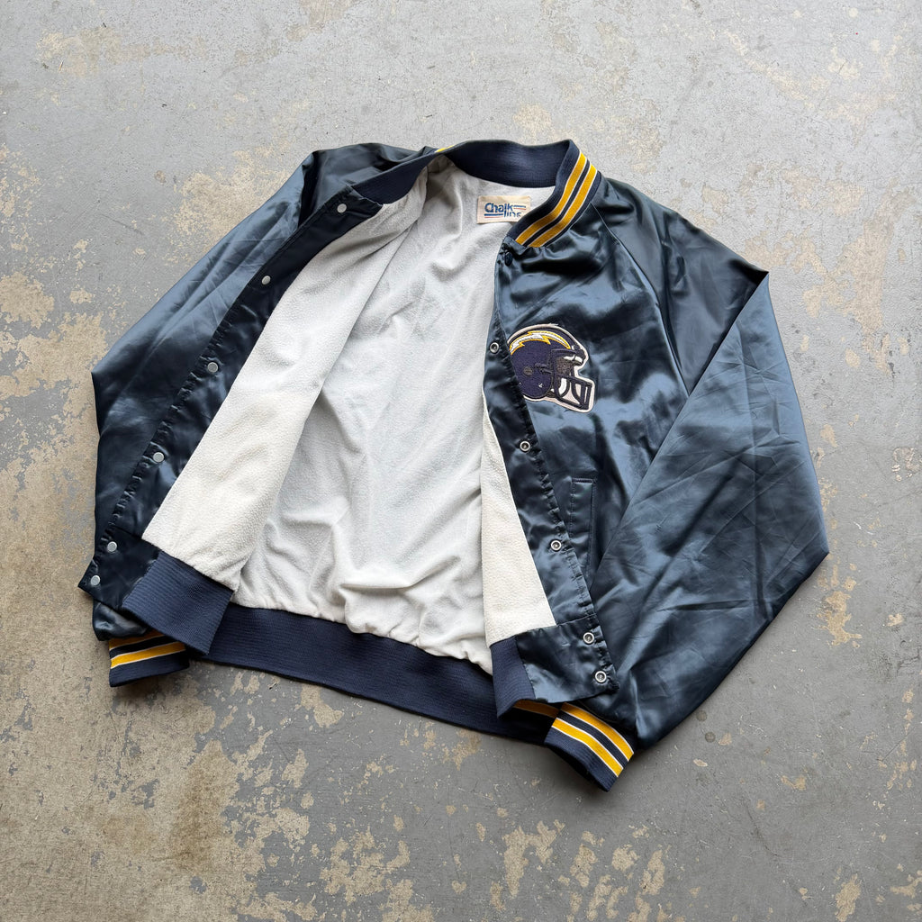 90'S CHARGERS CHALK LINE SATIN BOMBER JACKET (XL)