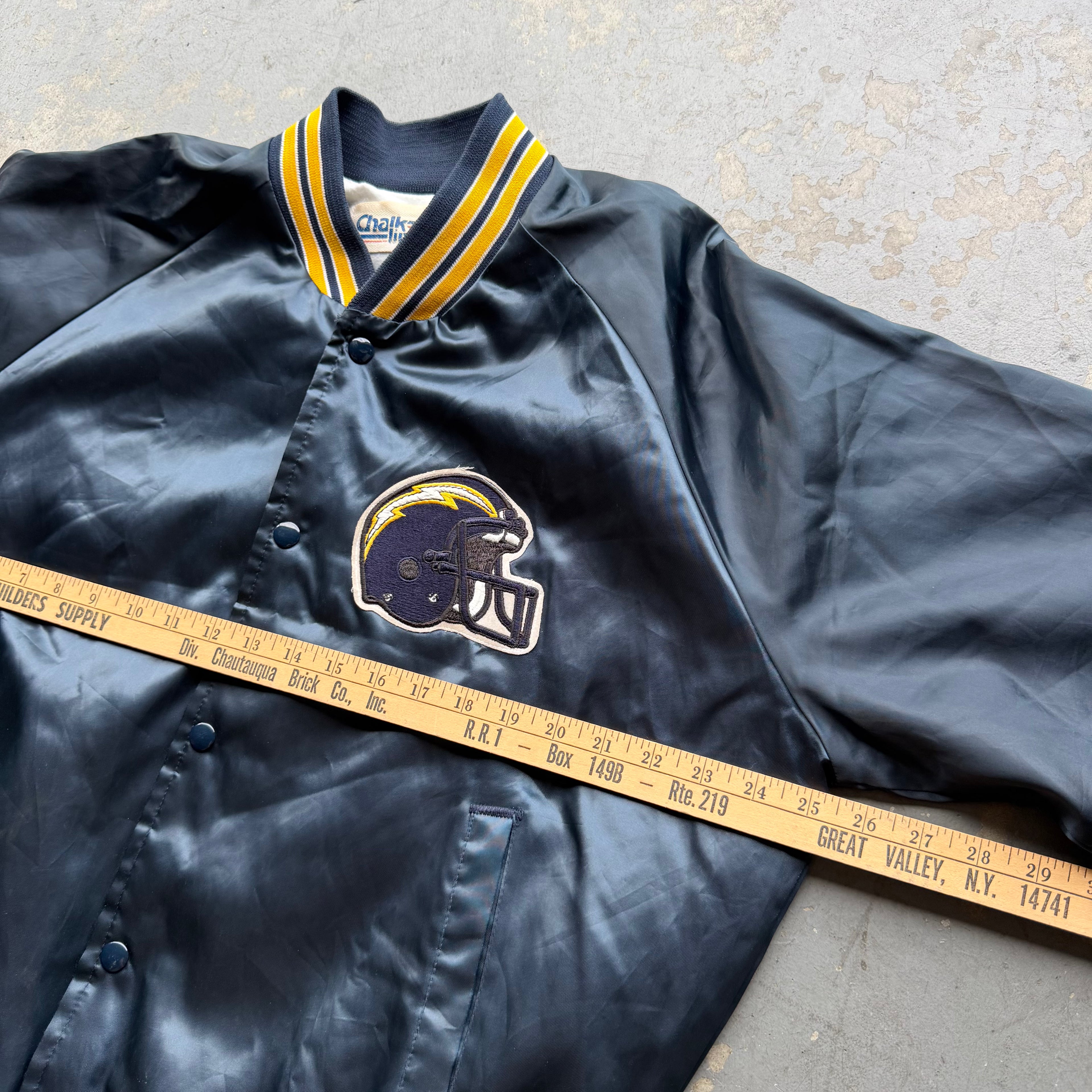 90'S CHARGERS CHALK LINE SATIN BOMBER JACKET (XL)