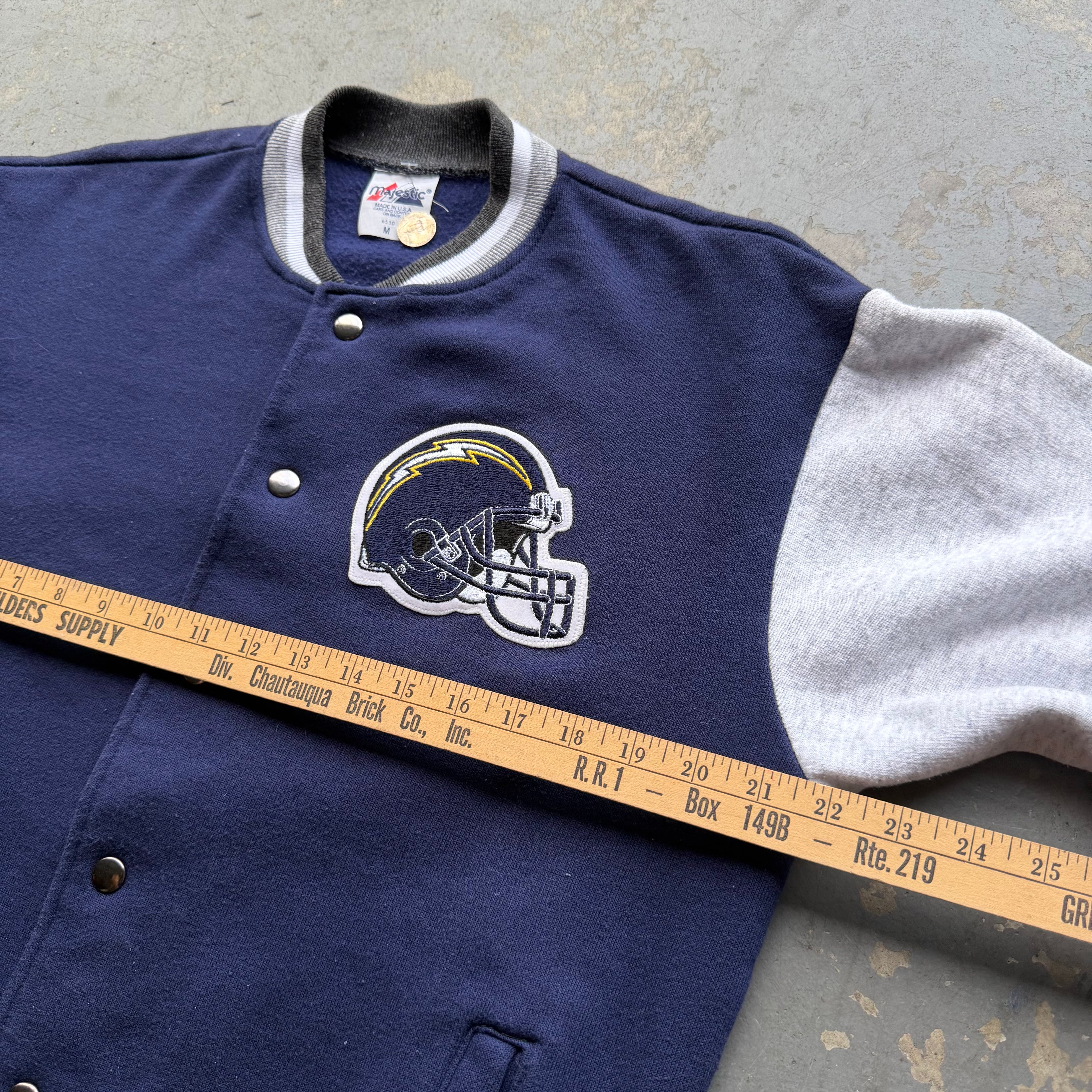 90'S CHARGERS MAJESTIC VARSITY SWEATSHIRT JACKET (M)