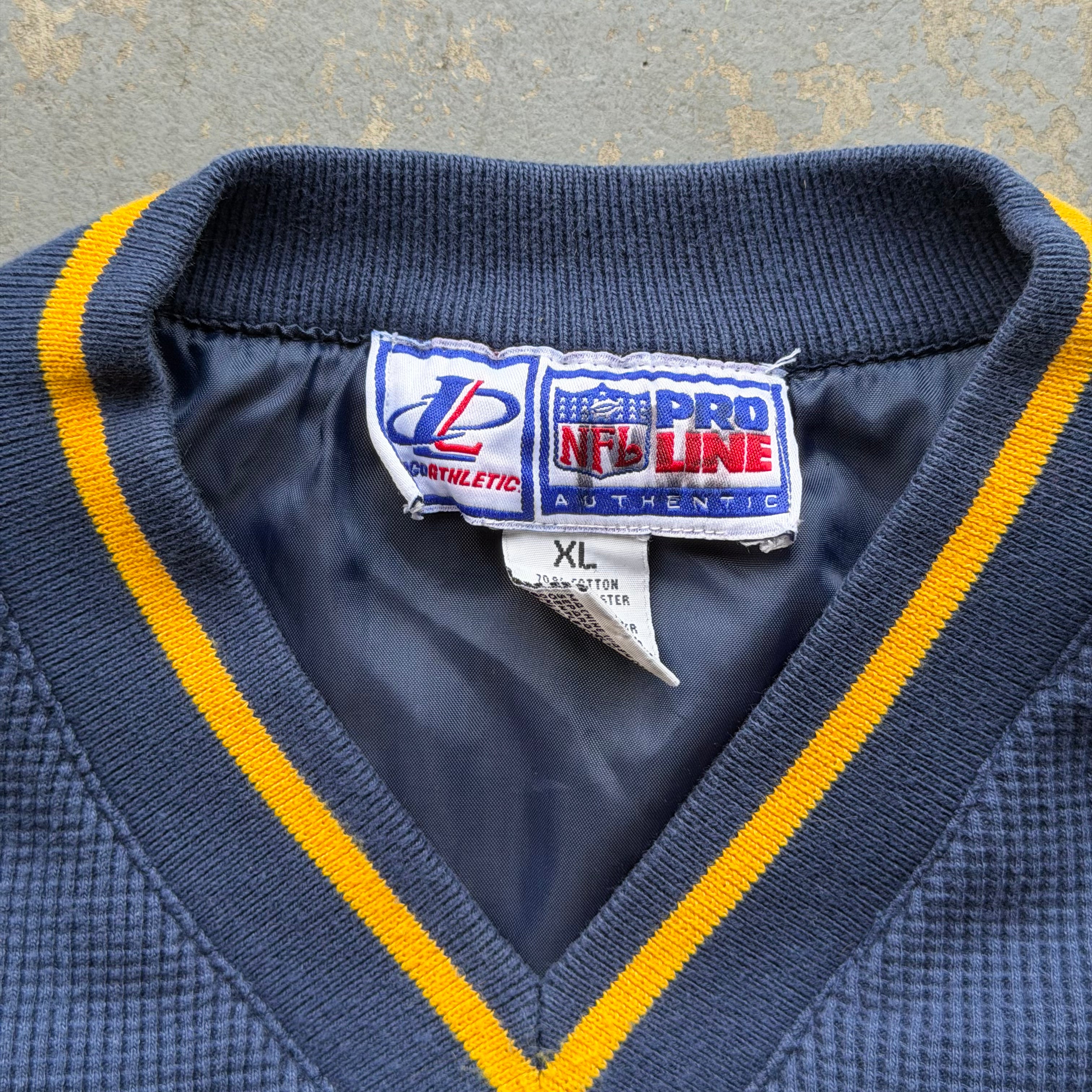 90'S CHARGERS LOGO ATHLETIC WAFFLE KNIT NYLON CREWNECK (XL)