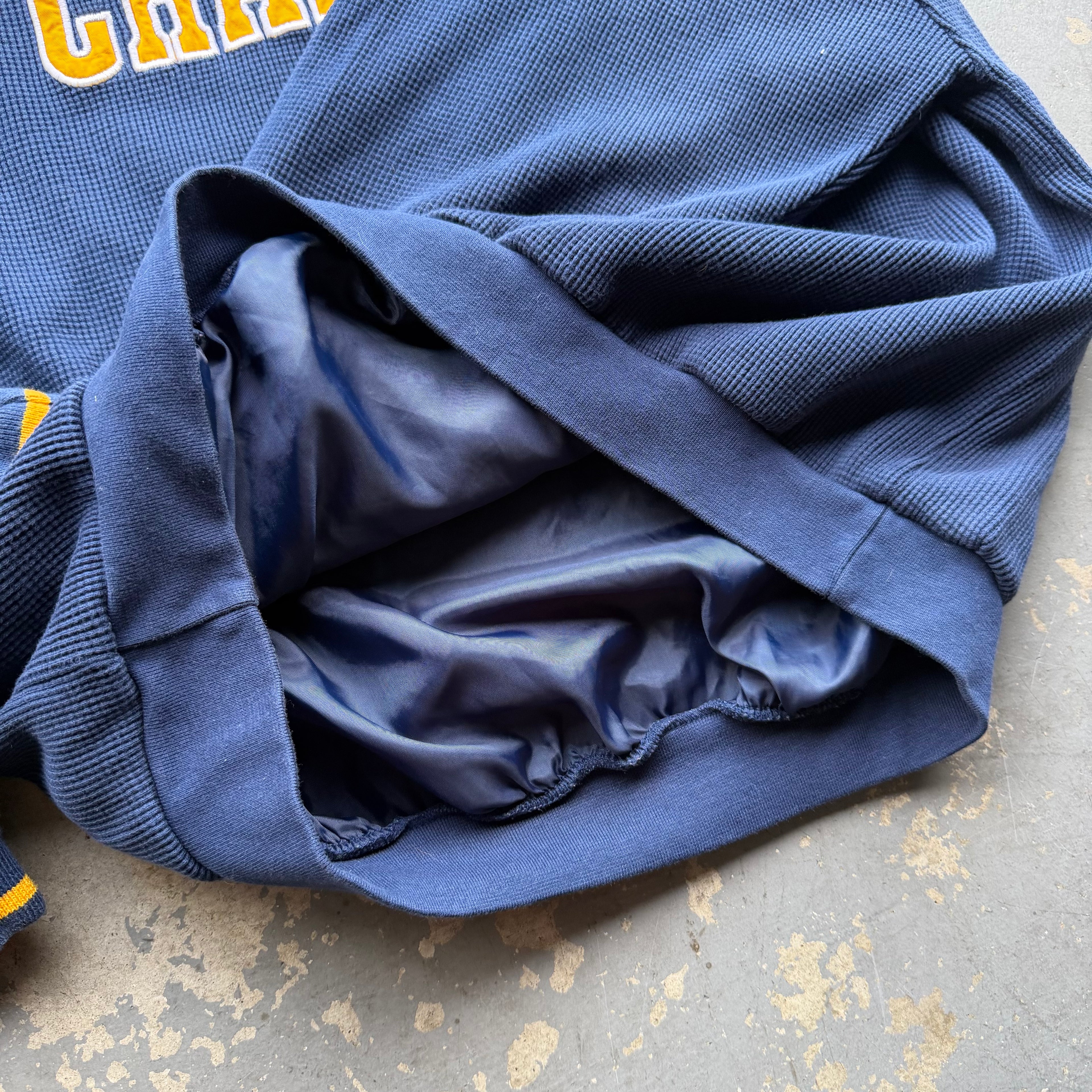 90'S CHARGERS LOGO ATHLETIC WAFFLE KNIT NYLON CREWNECK (XL)