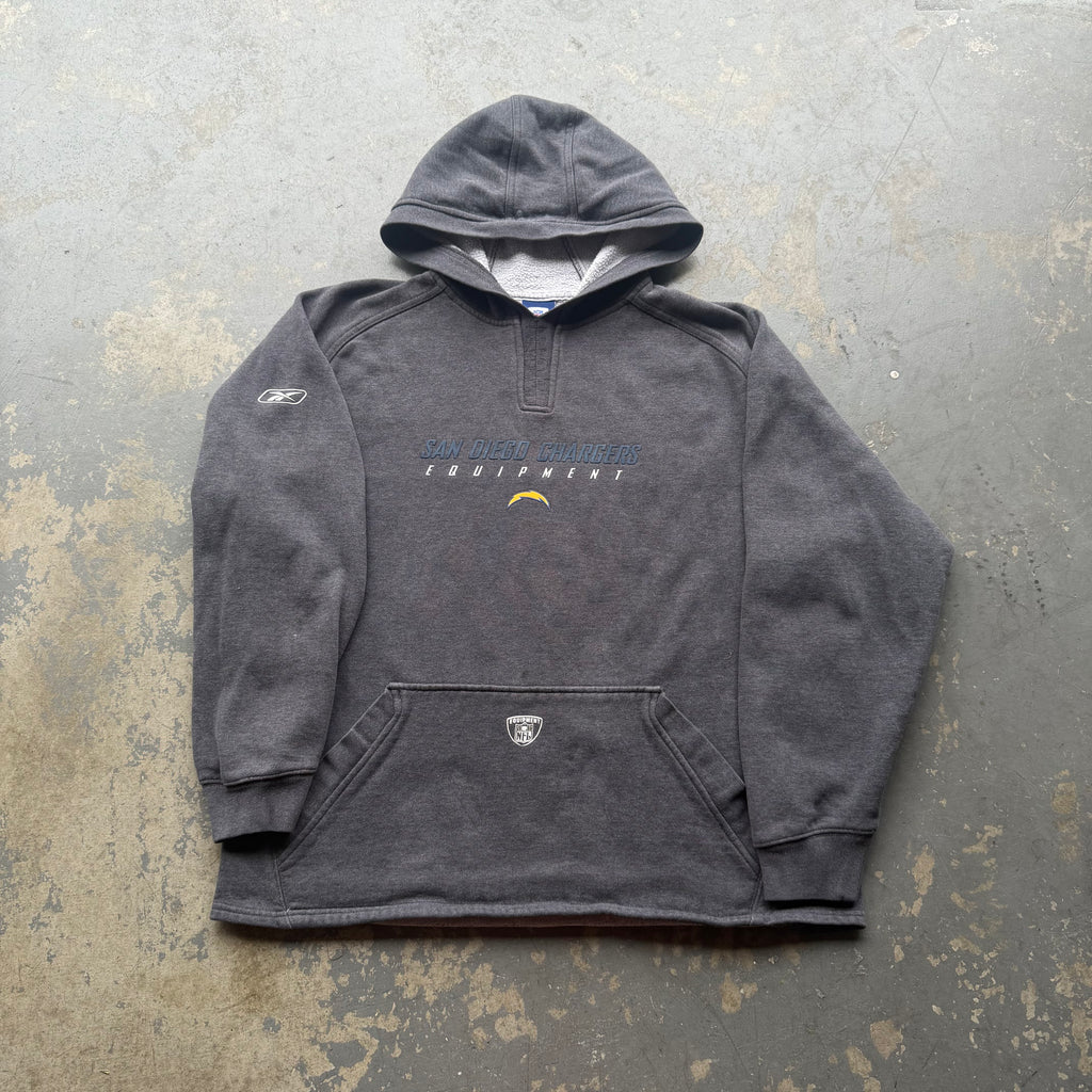00'S CHARGERS EQUIPMENT REEBOK GREY HOODIE (XL)